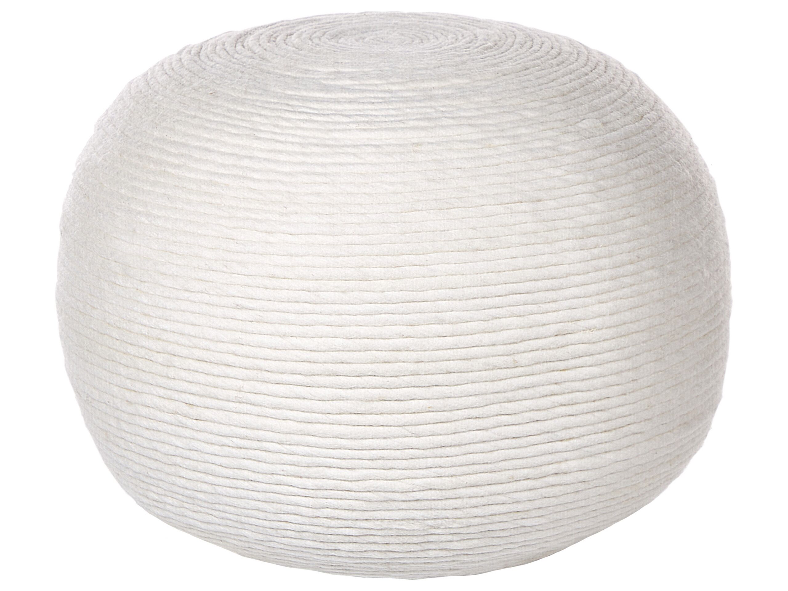 Wool Woven Pouffe White TAKHABI - Gemini Interiors