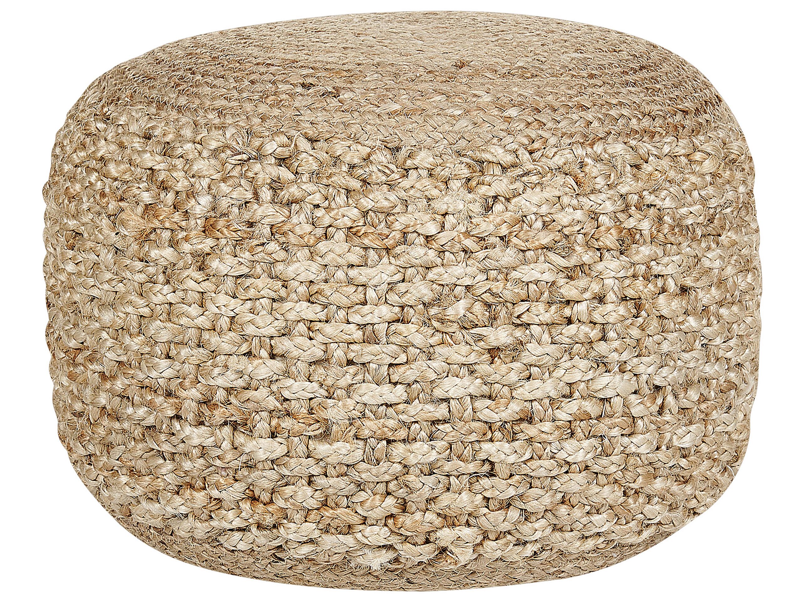 Jute Woven Pouffe Beige DINNI - Gemini Interiors