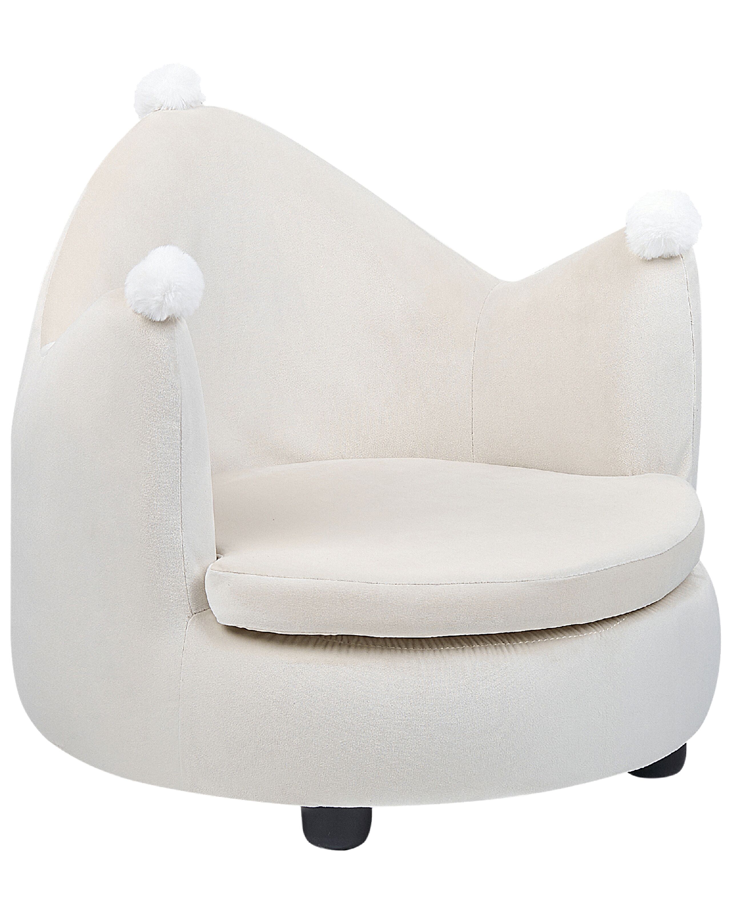 Kids Velvet Armchair Crown Beige VEGA - Gemini Interiors