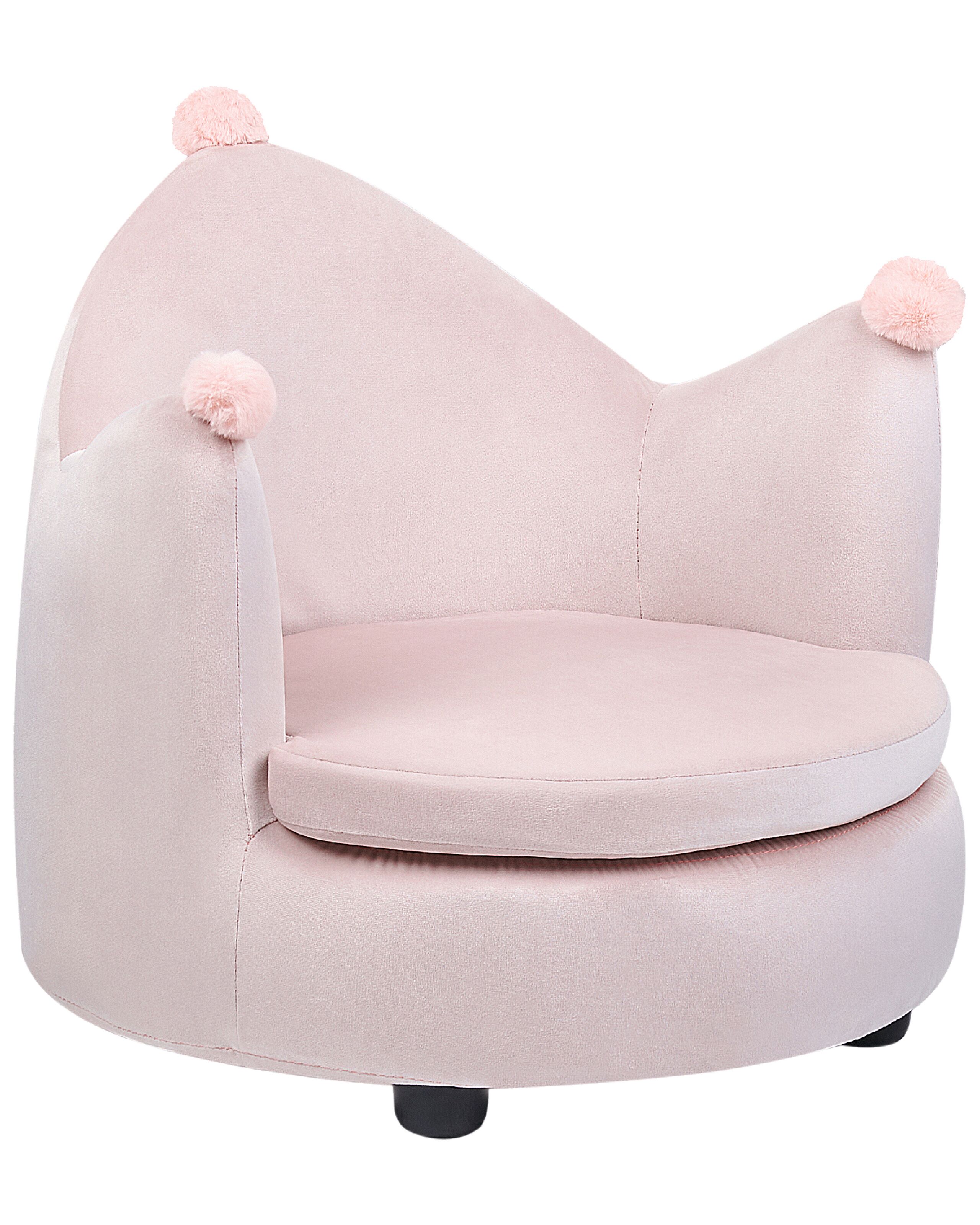 Kids Velvet Armchair Crown Pink VEGA - Gemini Interiors