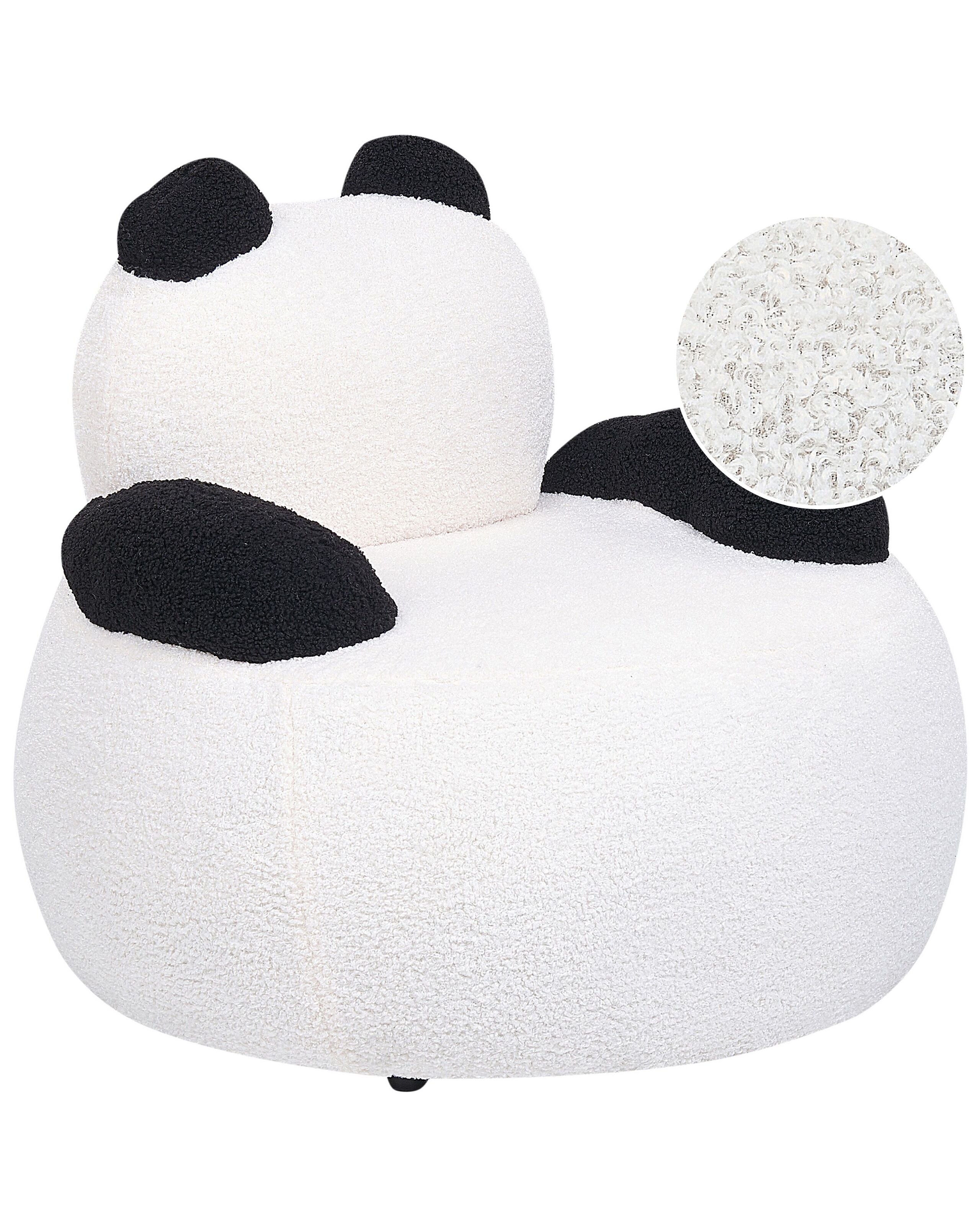 Kids Boucle Armchair Panda White and Black VIBY - Gemini Interiors