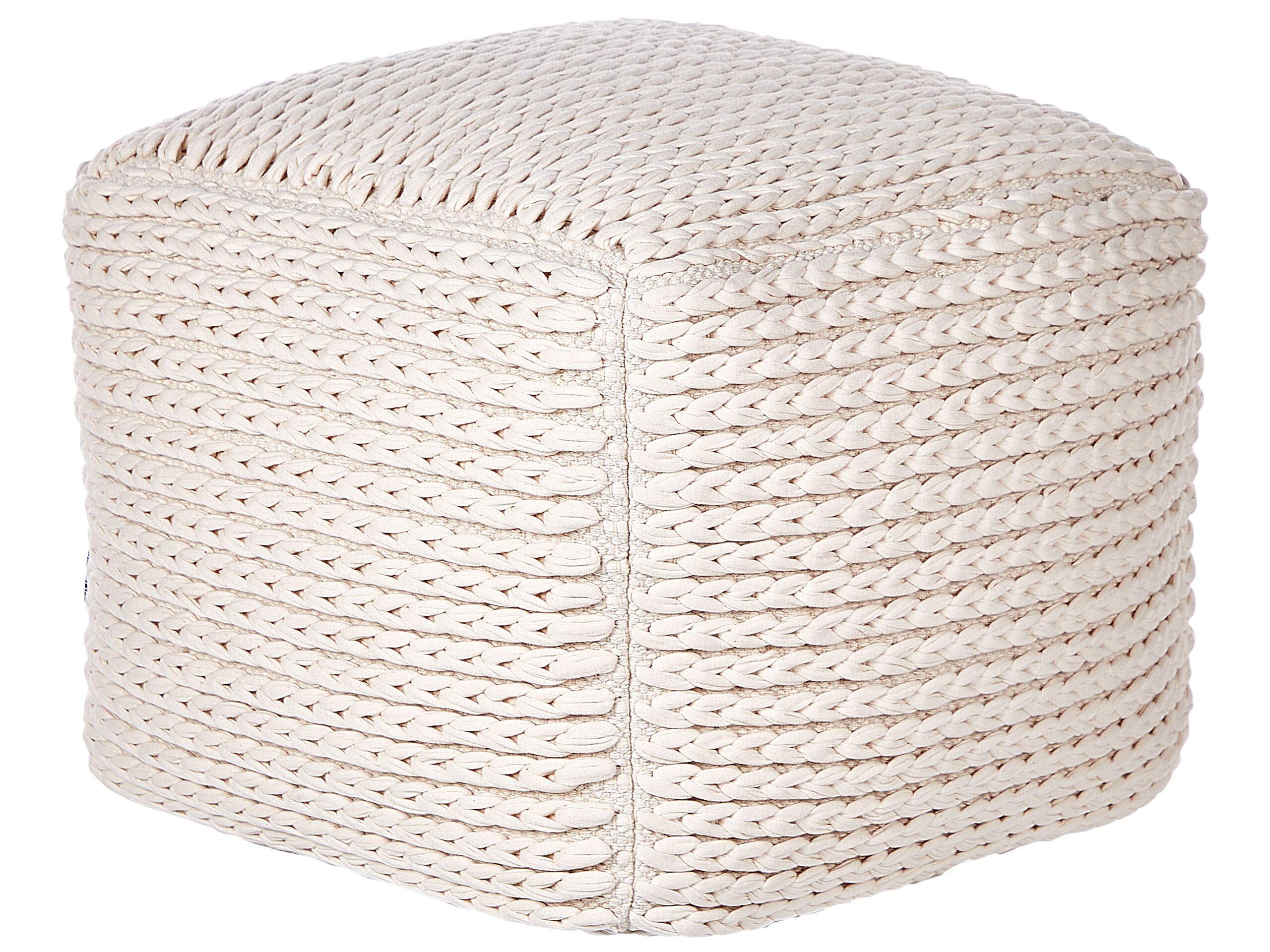 Cotton Pouffe 50 x 50 x 35 cm Light Beige DAMAN - Gemini Interiors