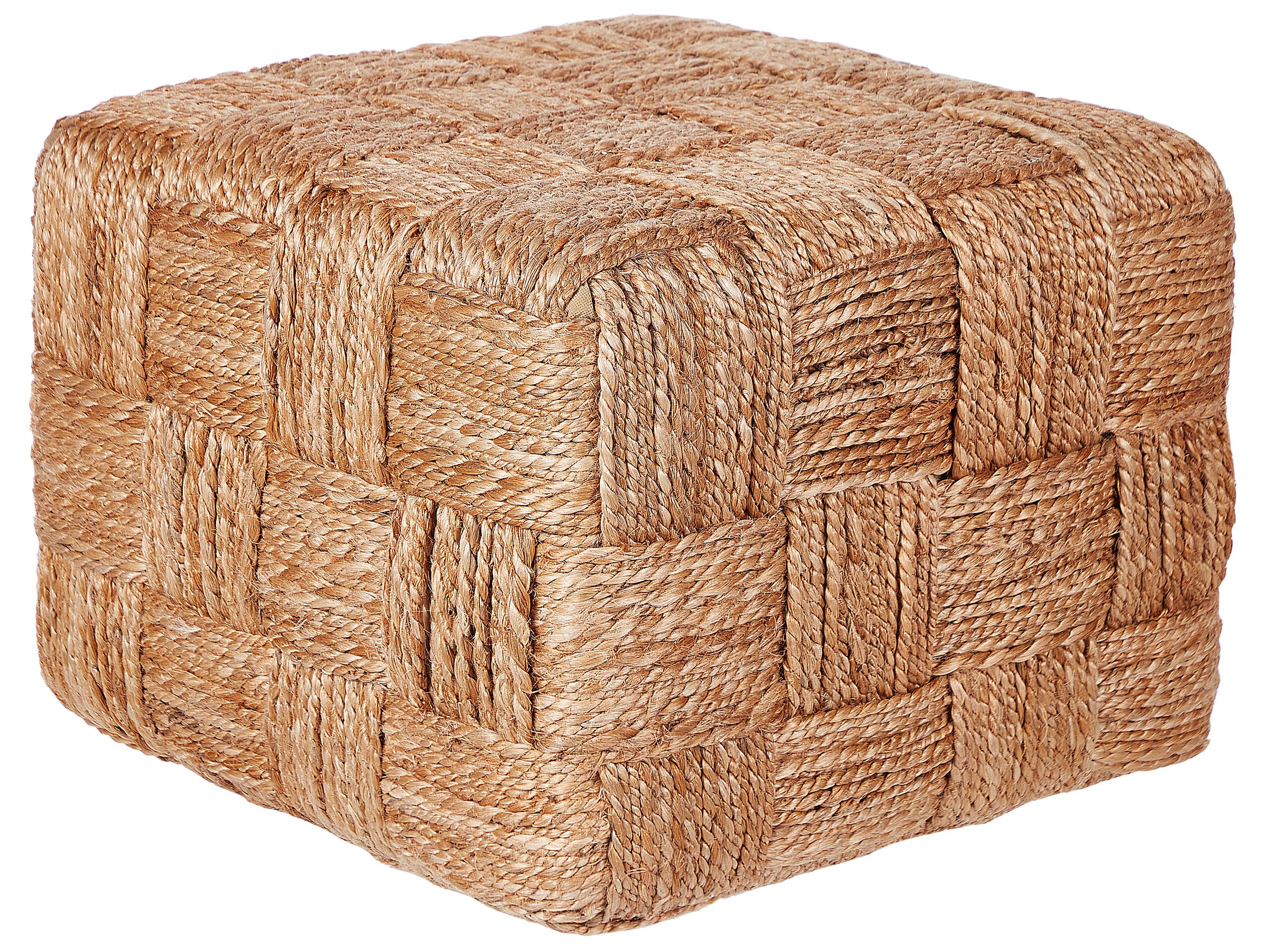 Jute Pouffe 50 x 50 x 35 cm Beige HOSRI - Gemini Interiors