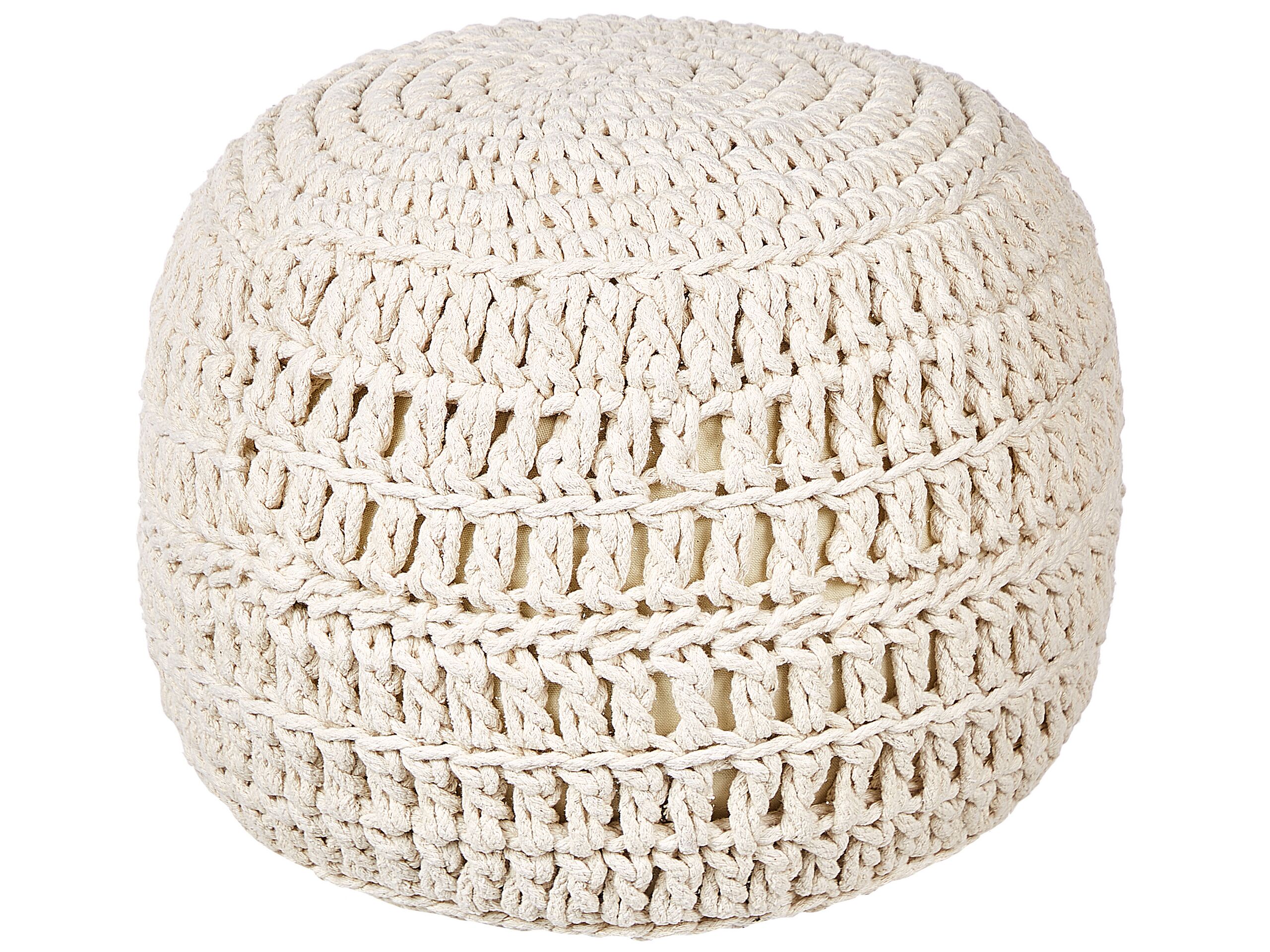 Cotton Pouffe Ã ̧ 40 cm Beige ARPATU - Gemini Interiors