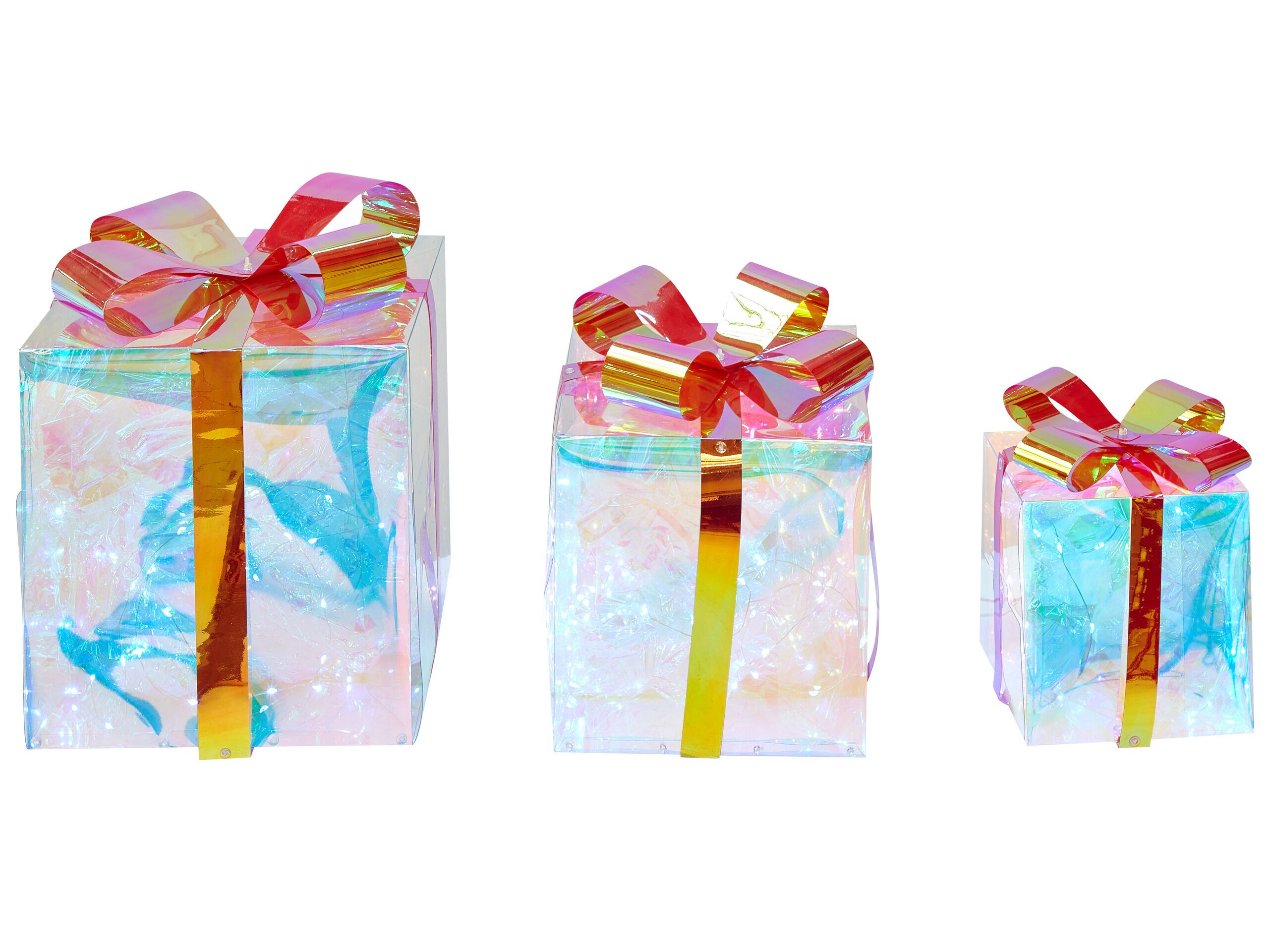 Set of 3 LED Decorations Christmas Gifts 25cm Multicolour - Gemini Interiors