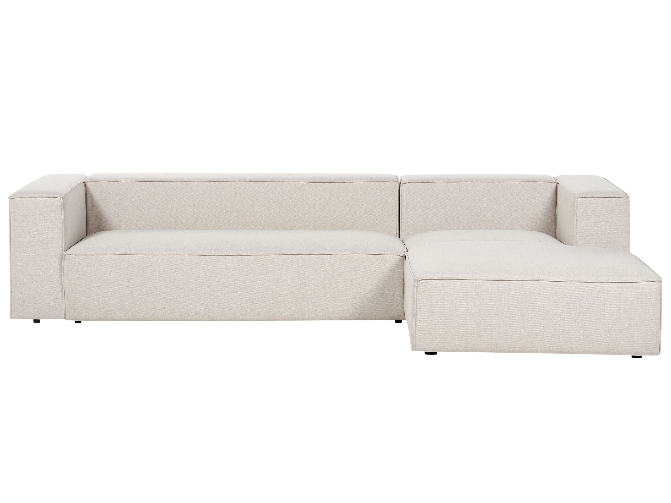 Left Hand 3 Seater Corner Sofa Beige VERNON - Gemini Interiors
