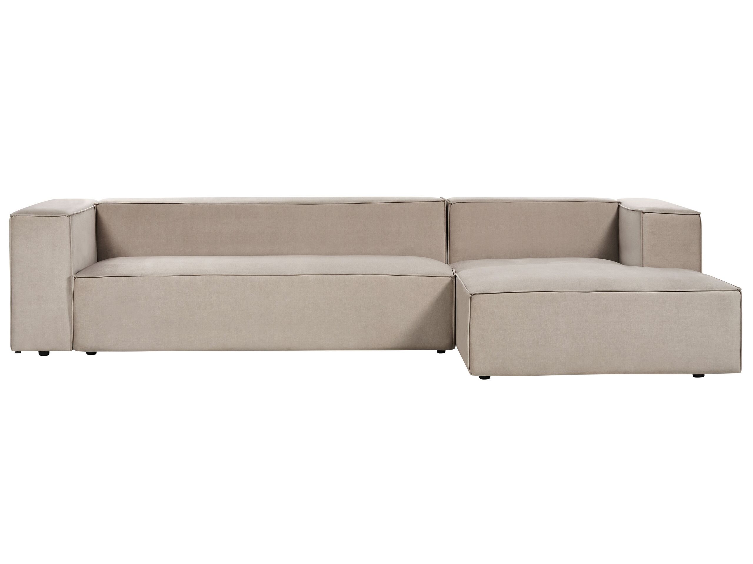 Left Hand Velvet 3 Seater Corner Sofa Taupe Beige VERNON - Gemini Interiors
