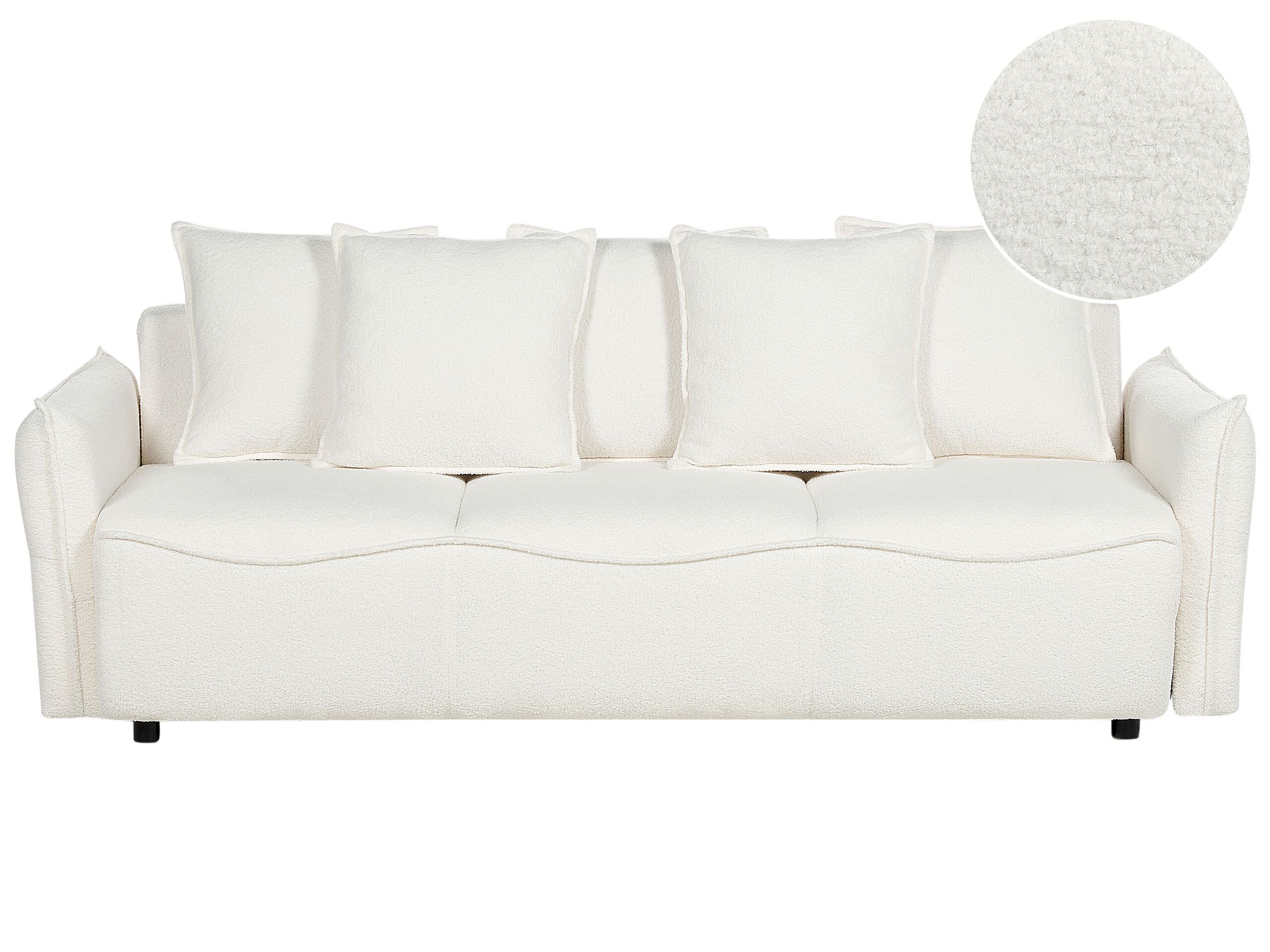 Boucle Sofa Bed with Storage White KRAMA - Gemini Interiors