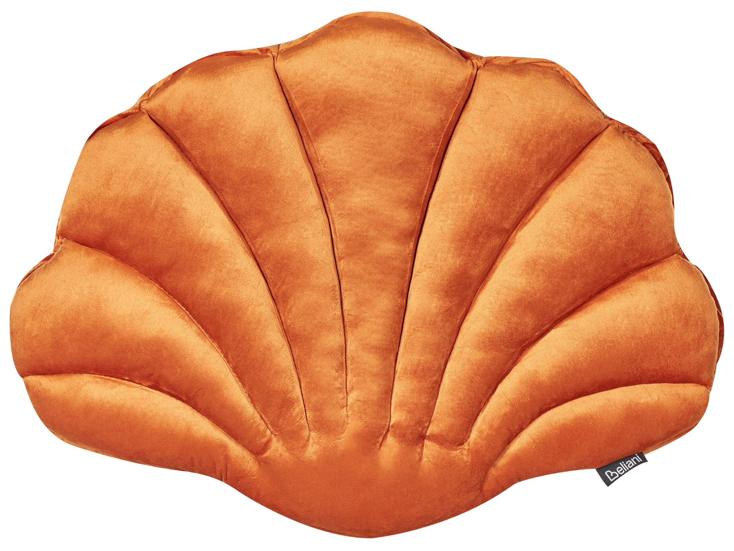 Velvet Seashell Cushion 47x35cm Orange - Gemini Interiors