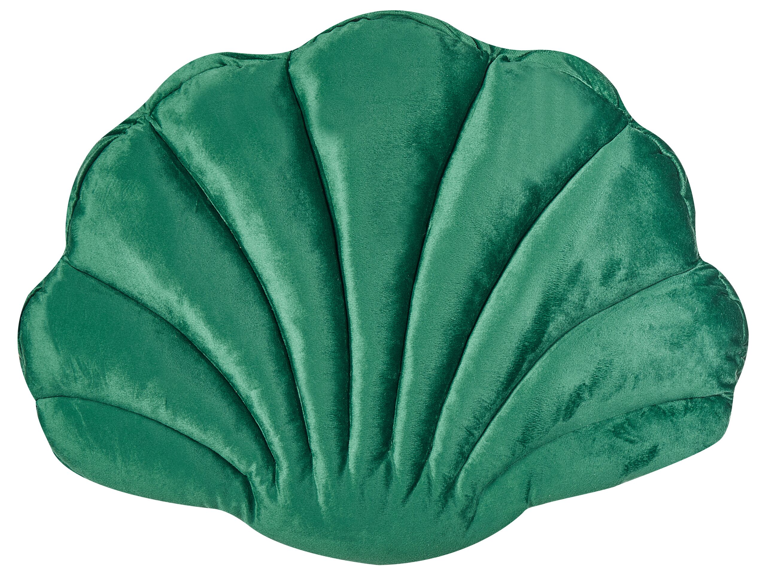 Velvet Seashell Cushion 47x35cm Green - Gemini Interiors