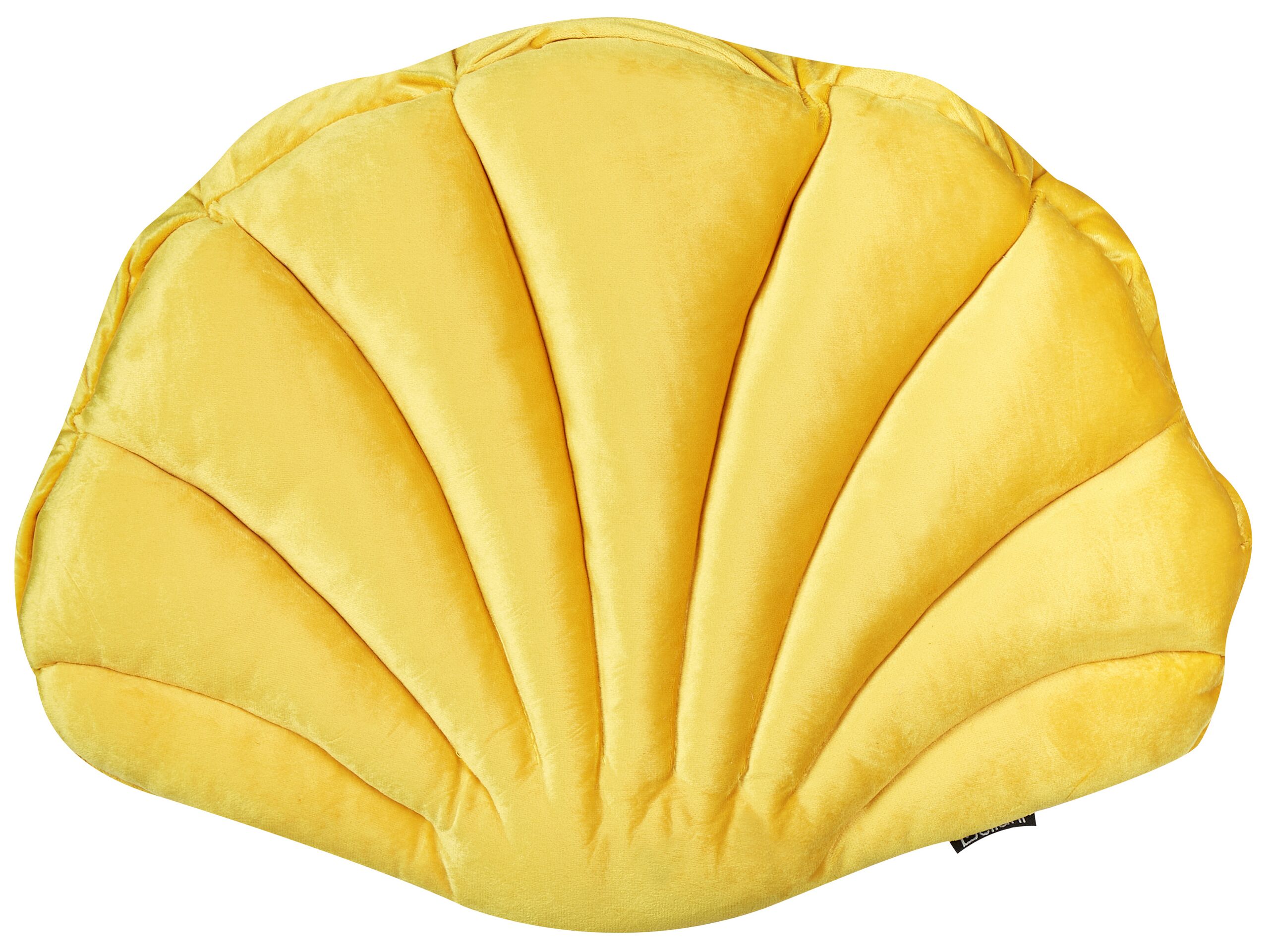 Velvet Seashell Cushion 47x35cm Yellow - Gemini Interiors