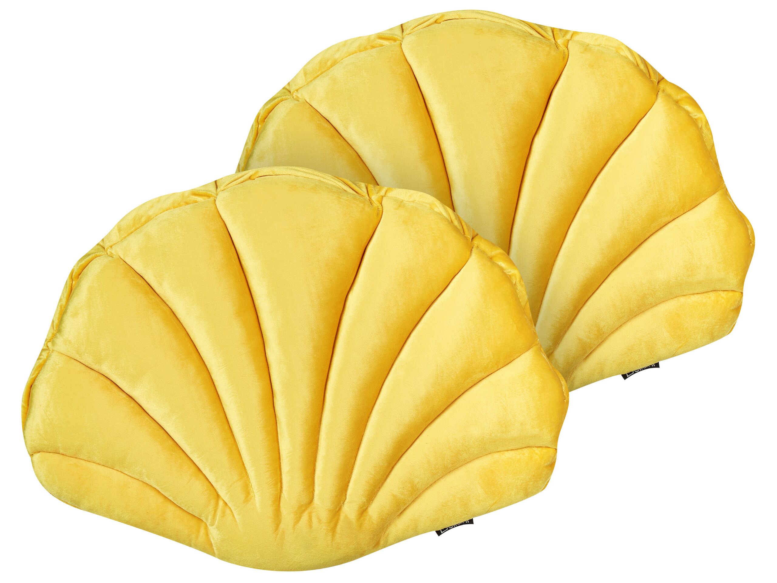 Set of 2 Velvet Seashell Cushions 47x35cm Yellow - Gemini Interiors