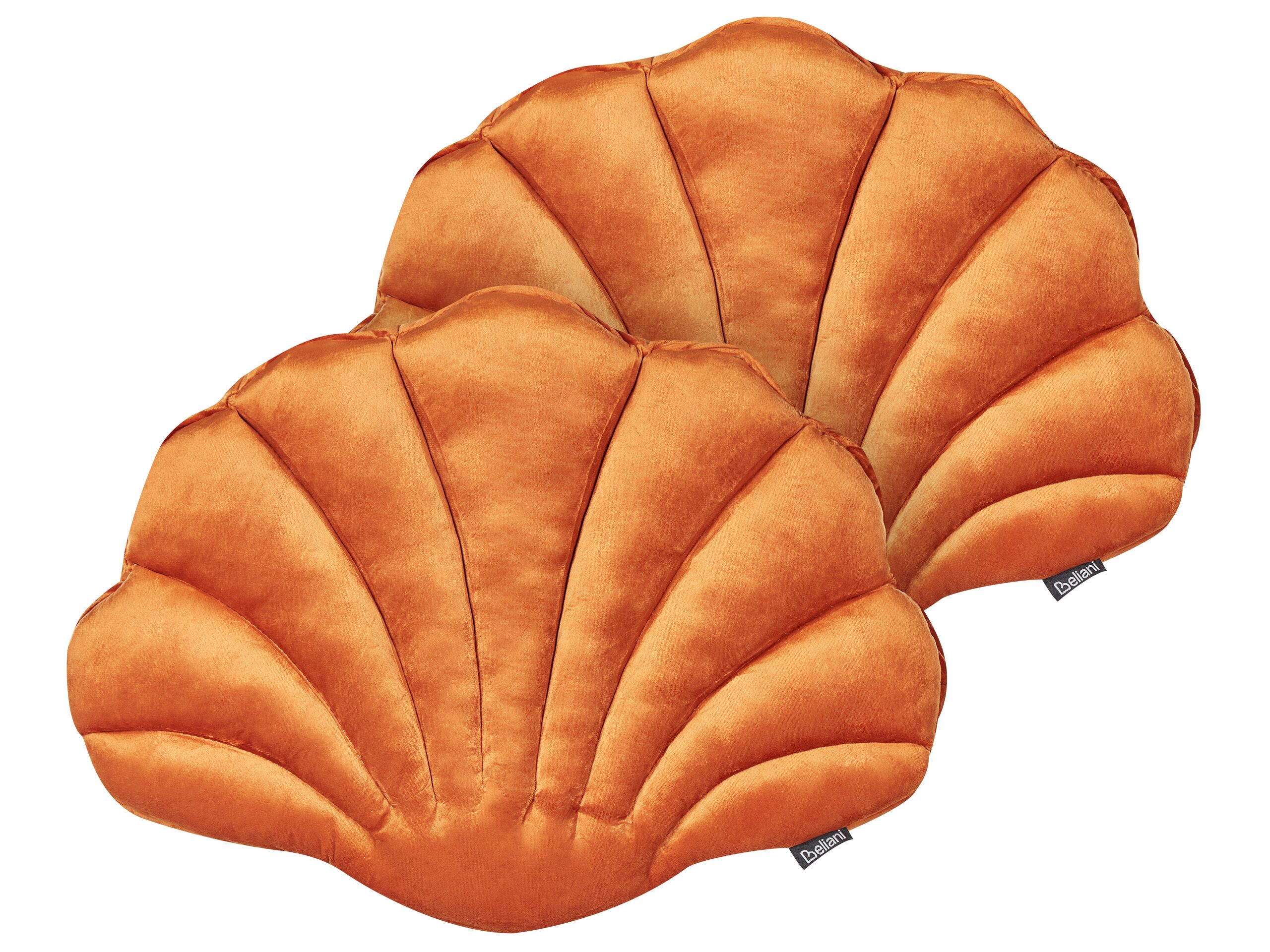 Set of 2 Velvet Seashell Cushions 47x35cm Orange - Gemini Interiors