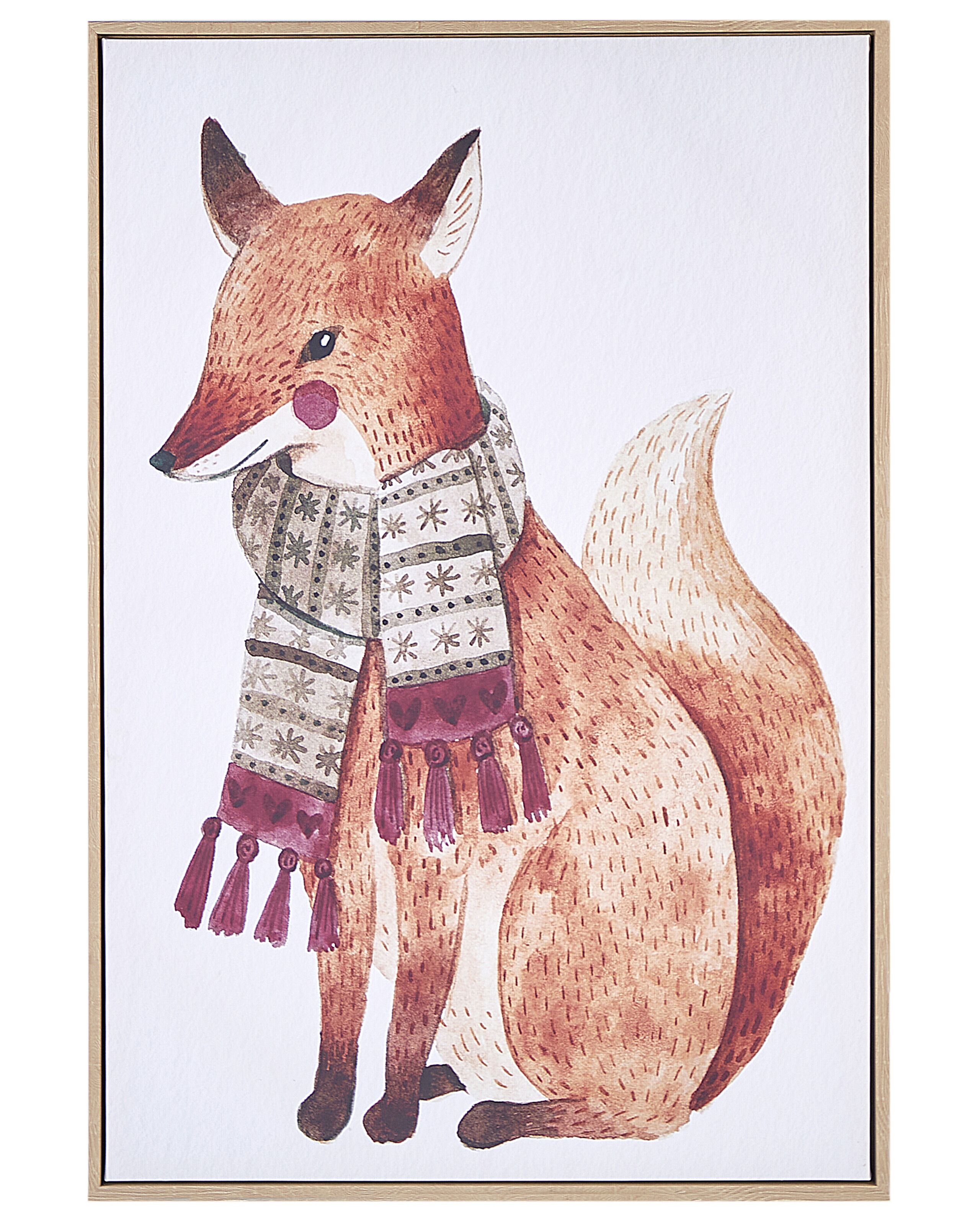 Fox Framed Canvas Wall Art 63 x 93 cm Brown MUCCIA - Gemini Interiors