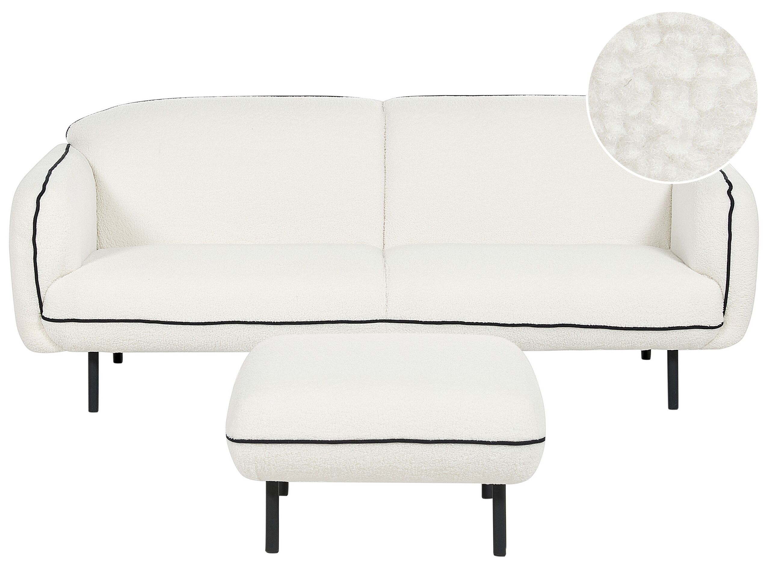 Boucle Sofa with Ottoman White TONSBERG - Gemini Interiors