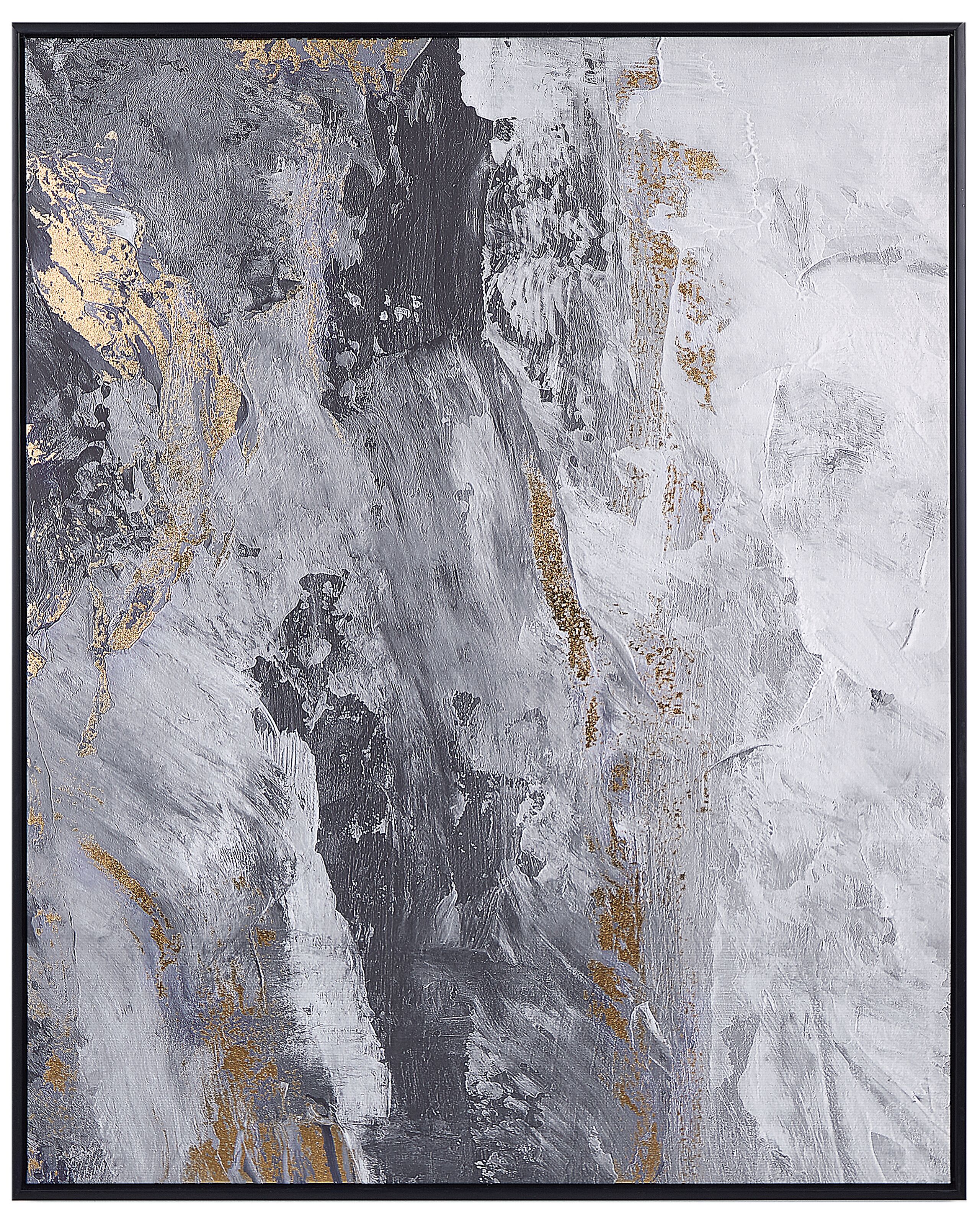 Abstract Framed Canvas Wall Art 83 x 103 cm Grey JESI - Gemini Interiors