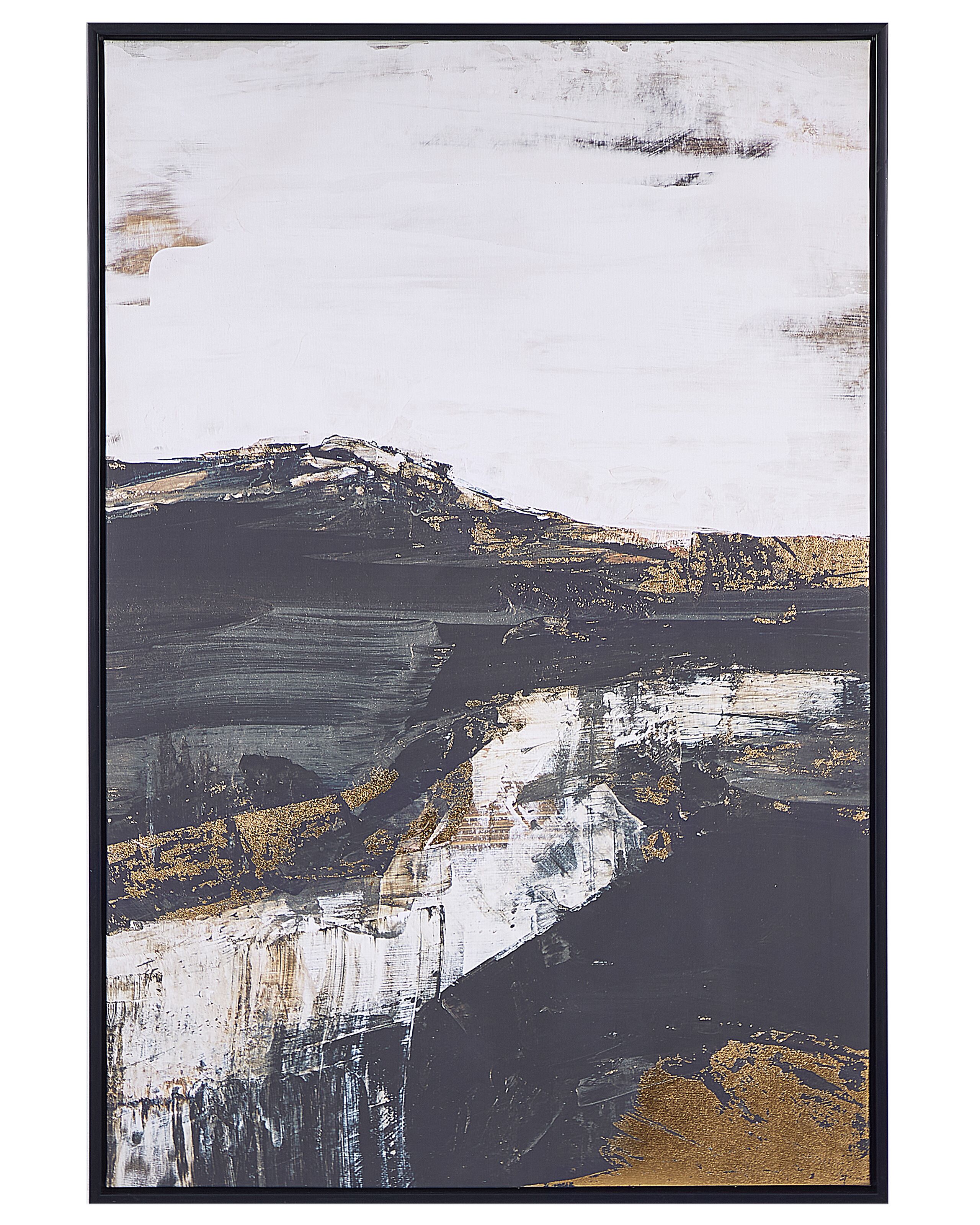 Abstract Framed Canvas Wall Art 63 x 93 cm Black and White STATTE - Gemini Interiors