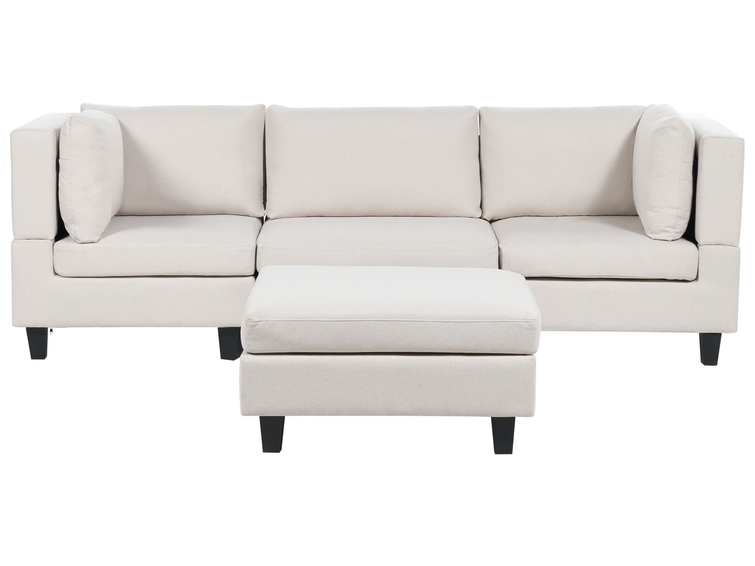 3-Seater Modular Fabric Sofa with Ottoman Light Beige UNSTAD - Gemini Interiors