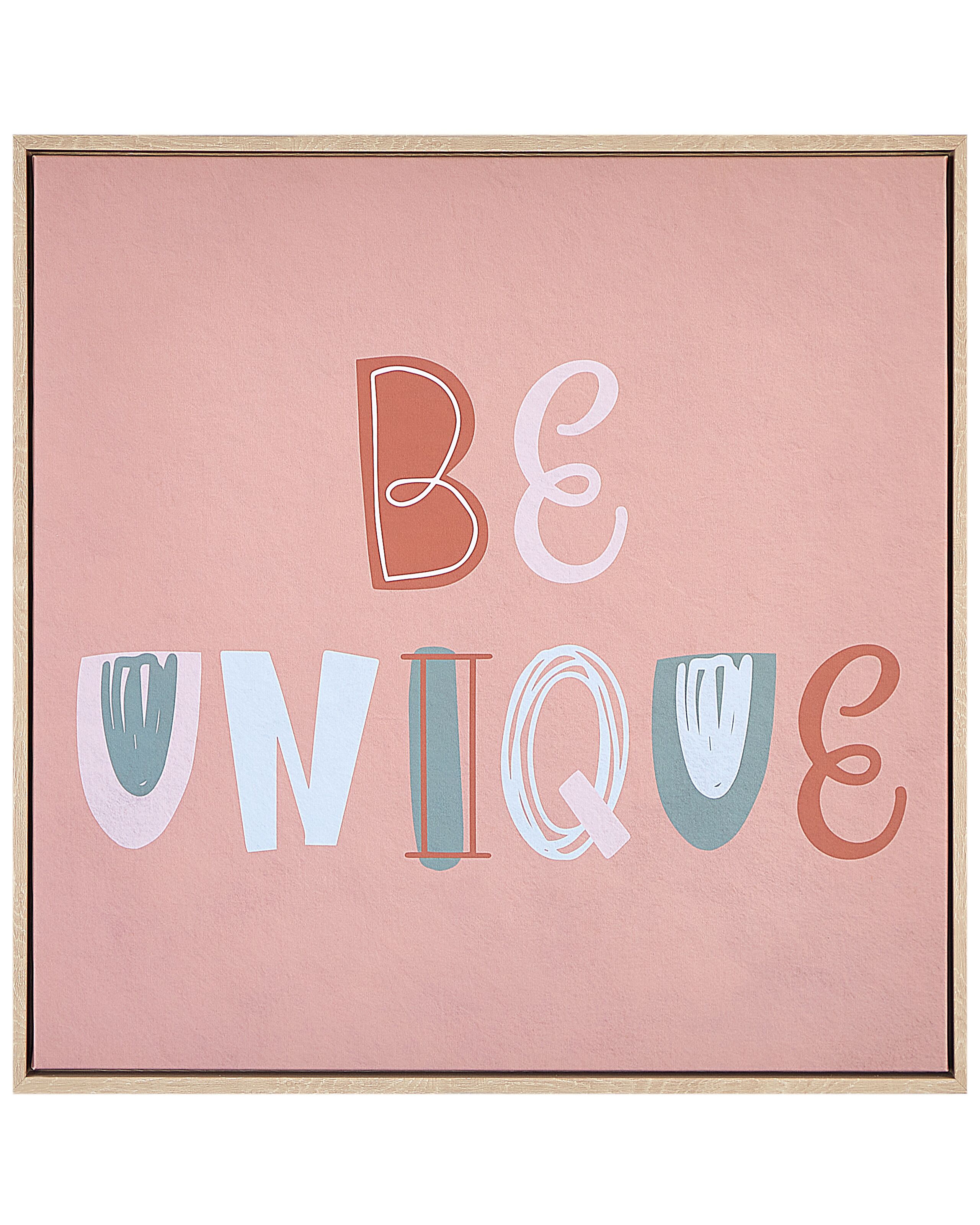 Text Frame Canvas Wall Art 63 x 63 cm Pink TAURISANO - Gemini Interiors