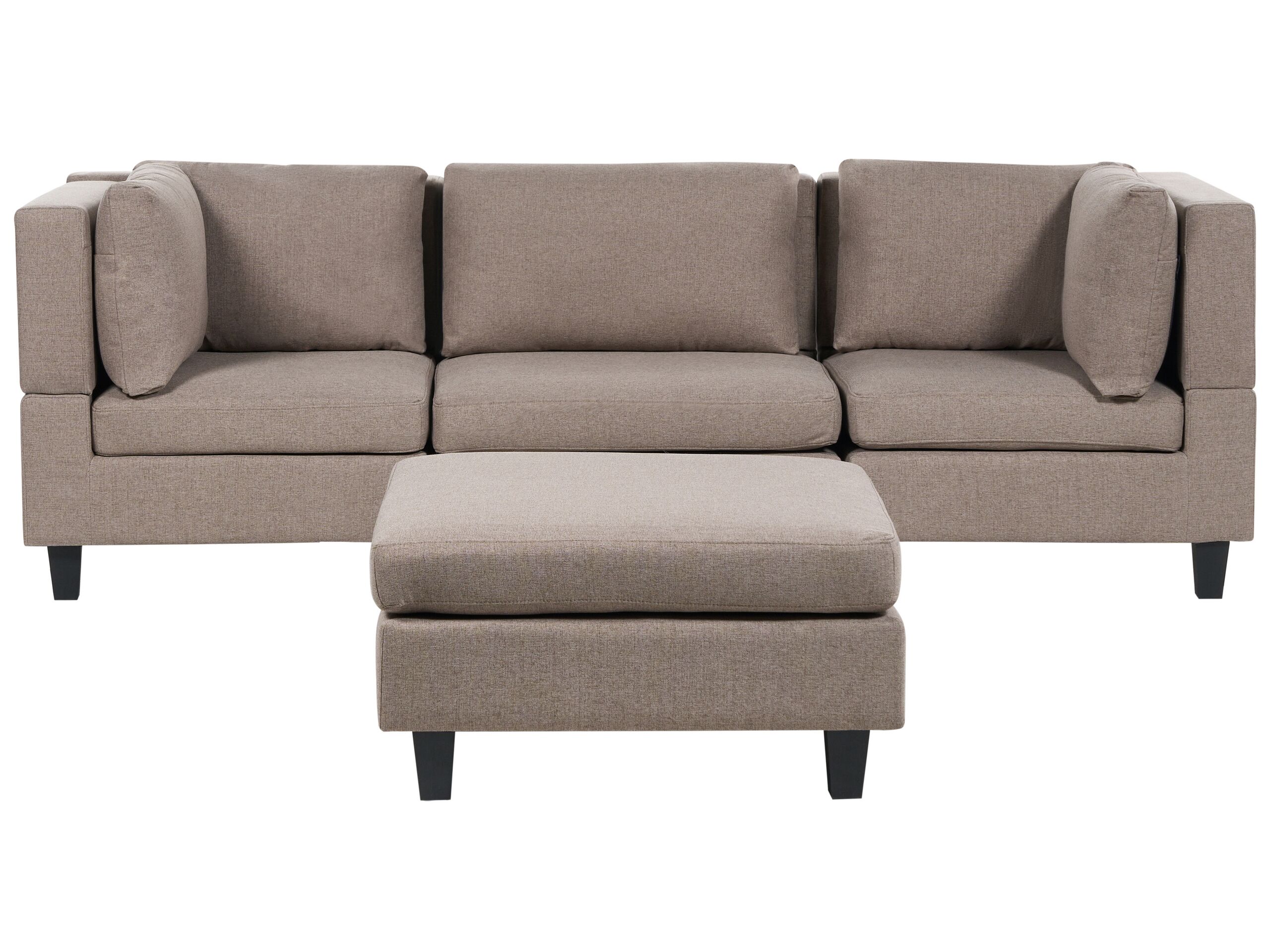3-Seater Modular Fabric Sofa with Ottoman Brown UNSTAD - Gemini Interiors