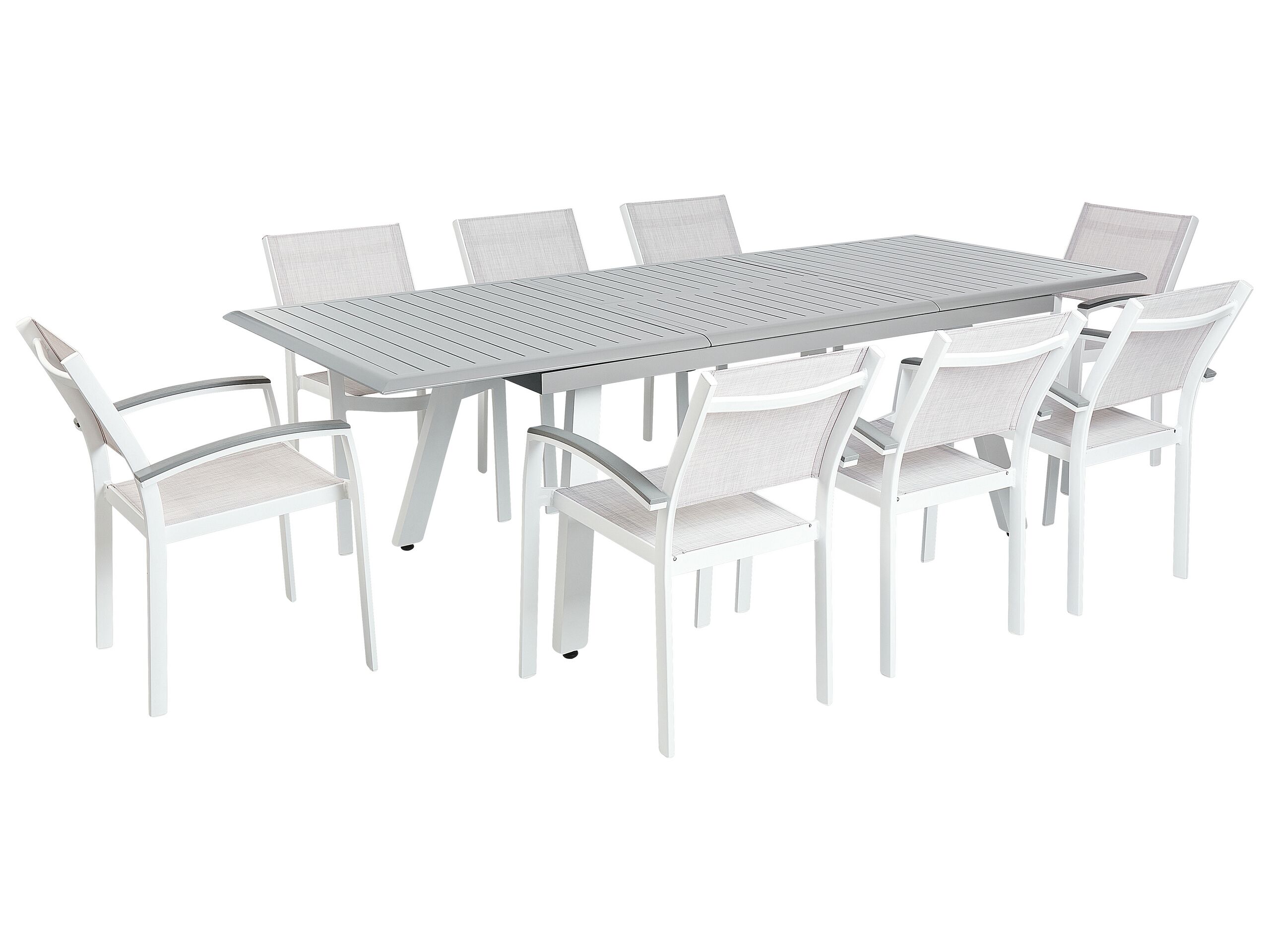 8 Seater Metal Garden Dining Set Grey PERETA - Gemini Interiors