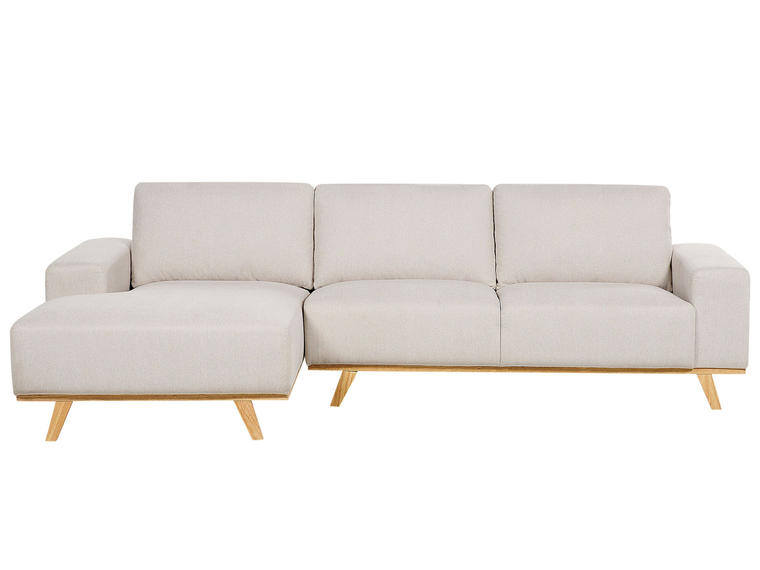 Right Hand Fabric Corner Sofa Beige NORA - Gemini Interiors