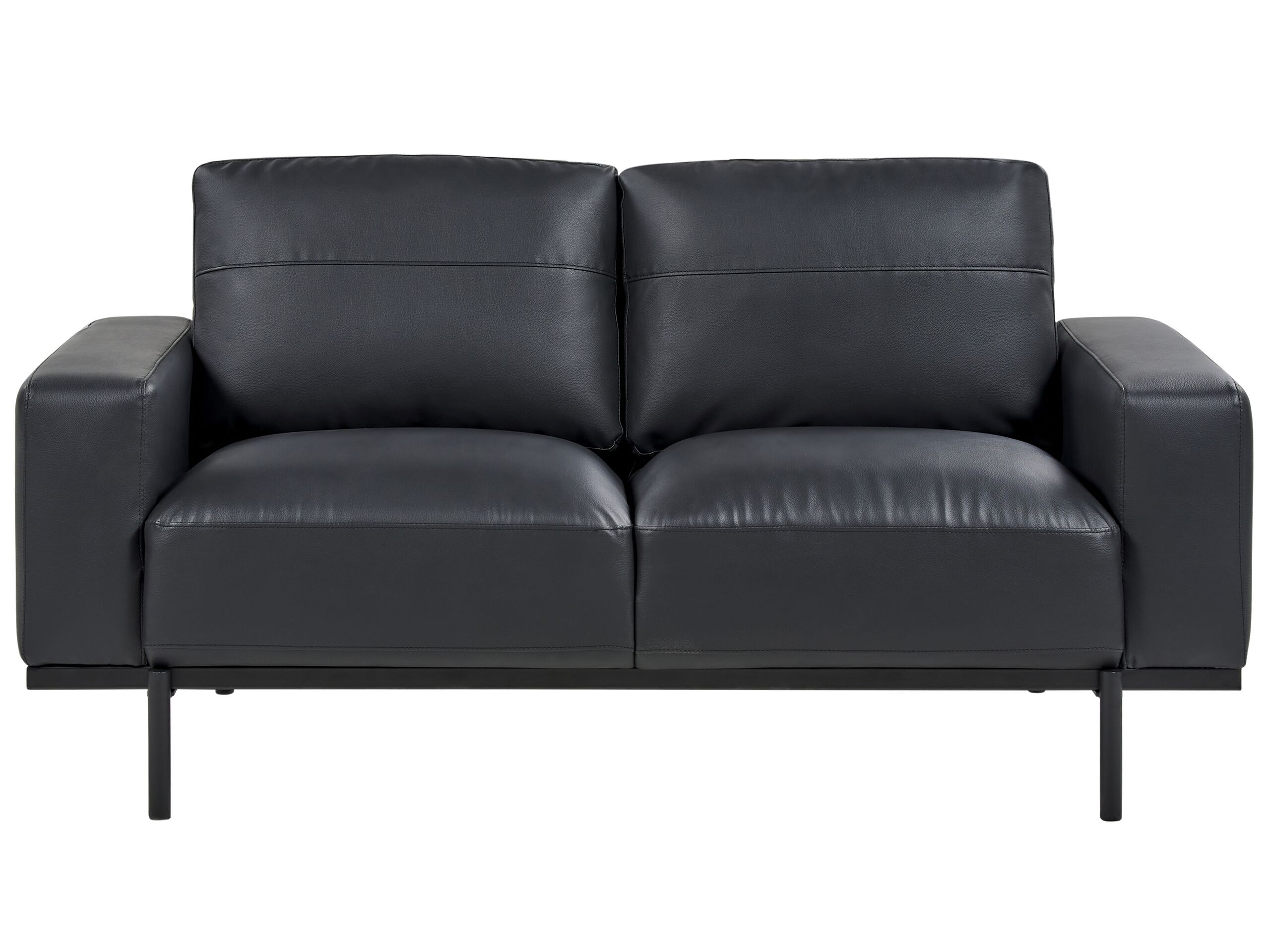 2 Seater Sofa Faux Leather Black SOVIK - Gemini Interiors