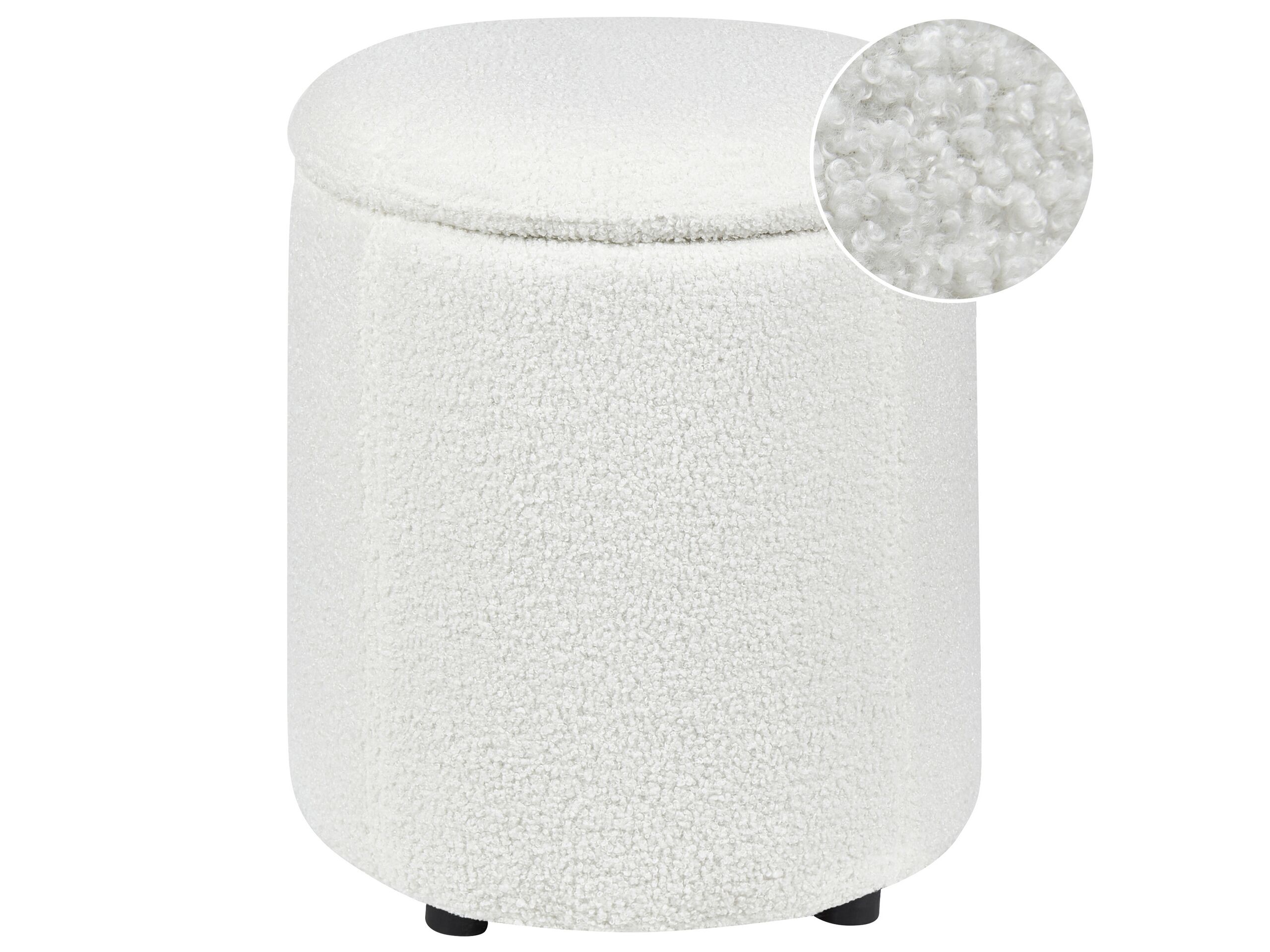 Boucle Storage Pouffe Off-White MARYLAND - Gemini Interiors