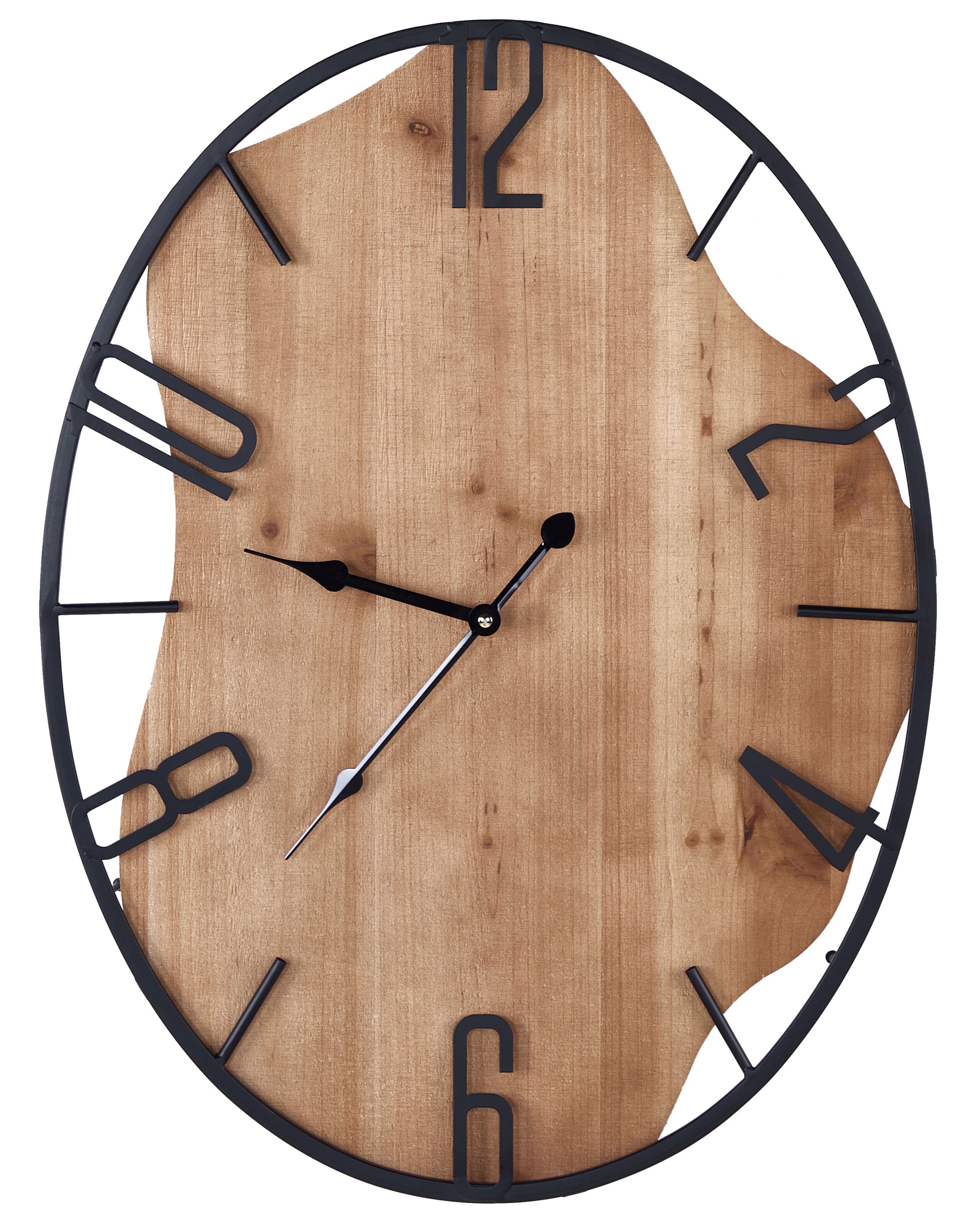 Iron Wall Clock 46x60cm Light Wood with Black - Gemini Interiors