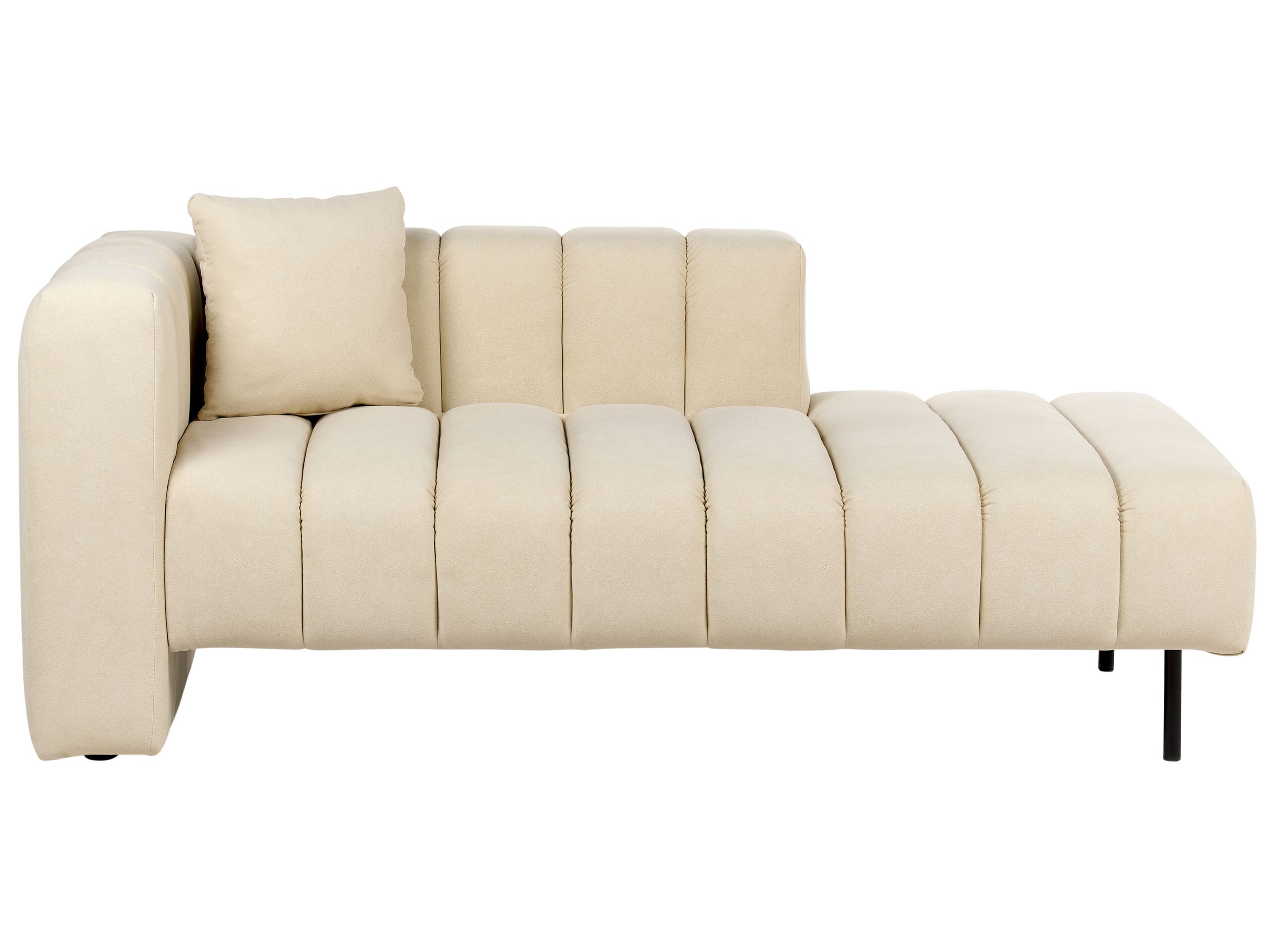 Left Hand Velvet Chaise Lounge Beige LANNILS - Gemini Interiors