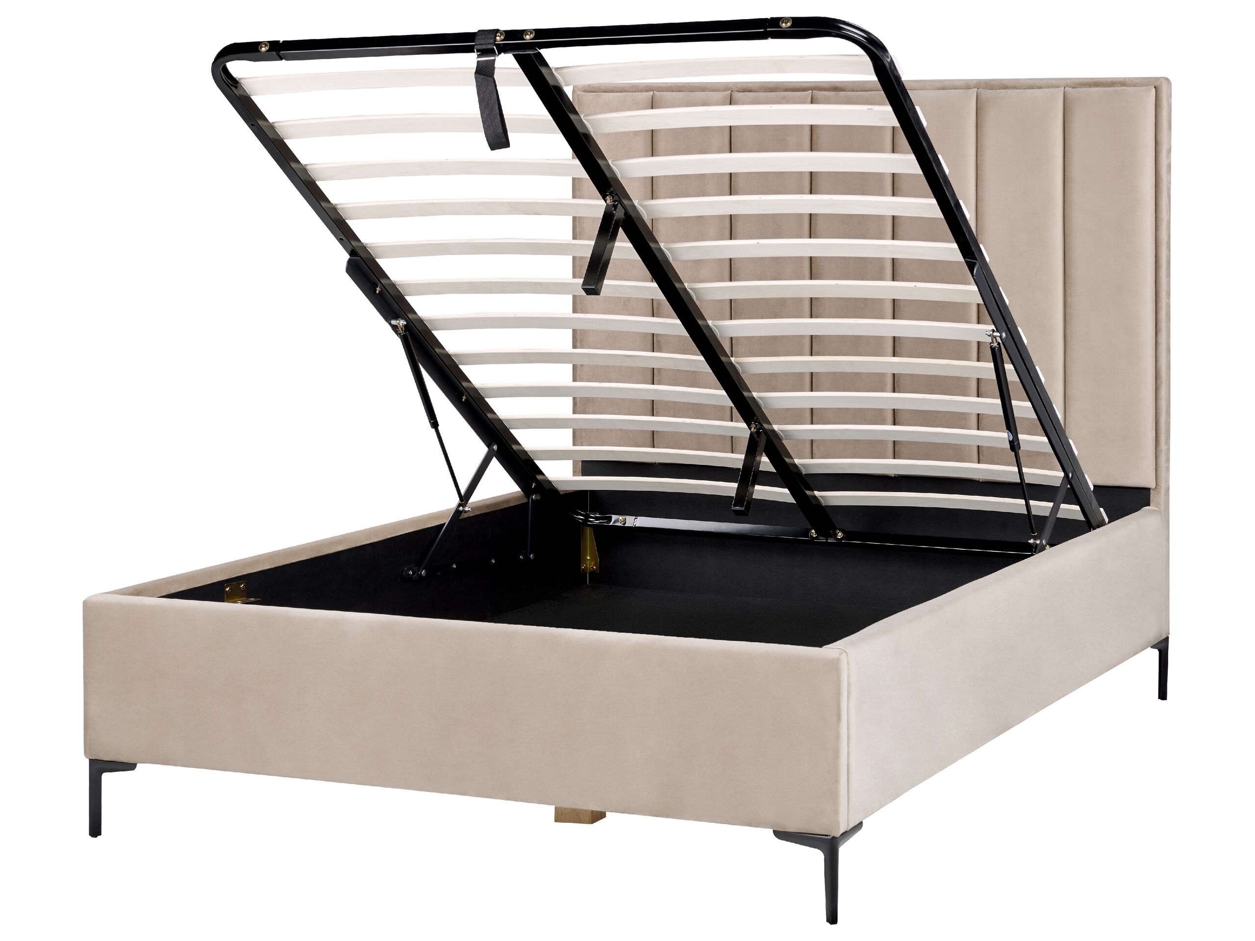 Velvet EU Double Size Ottoman Bed Taupe SEZANNE - Gemini Interiors