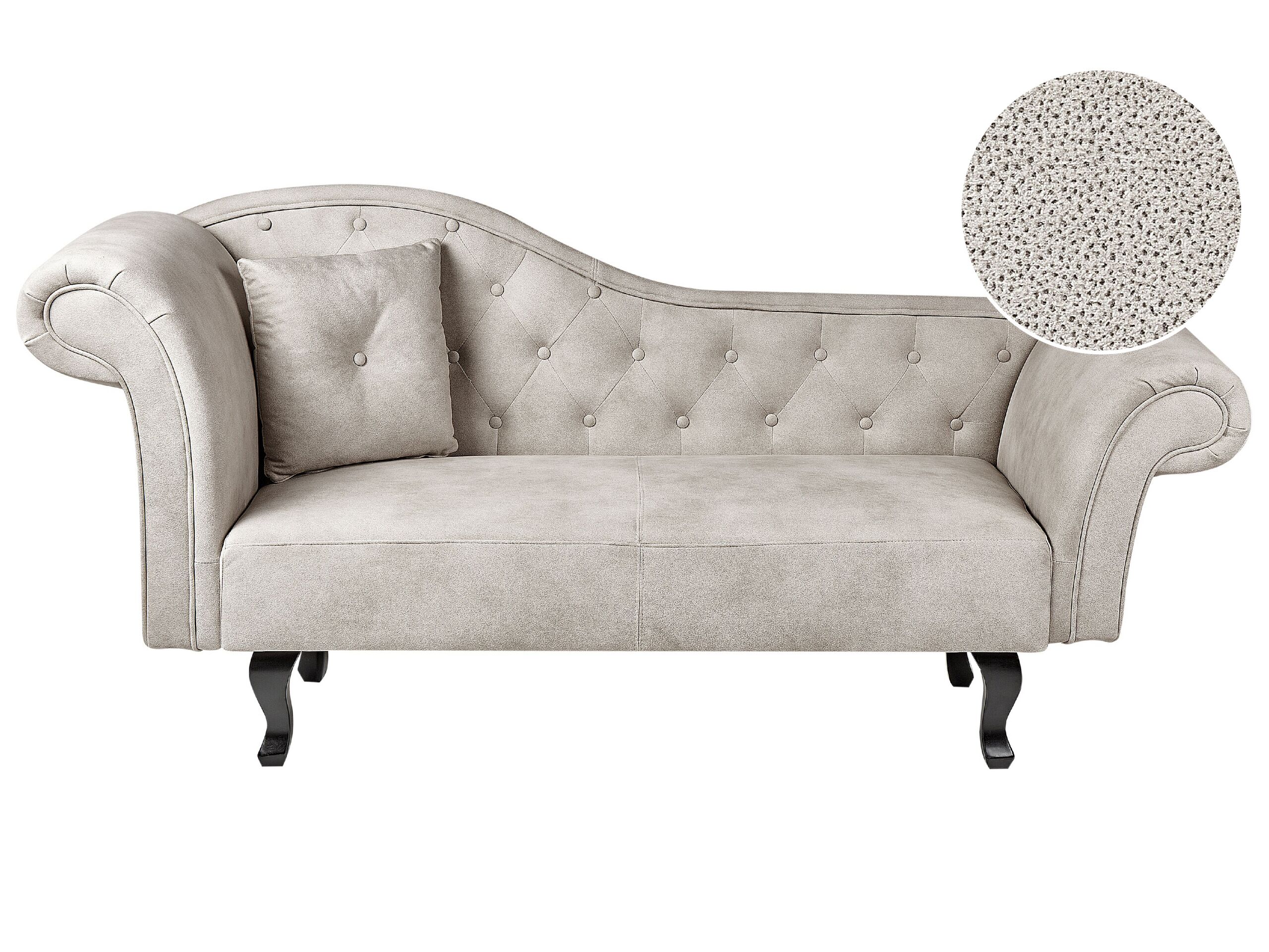 Left Hand Velvet Chaise Lounge Taupe LATTES II - Gemini Interiors