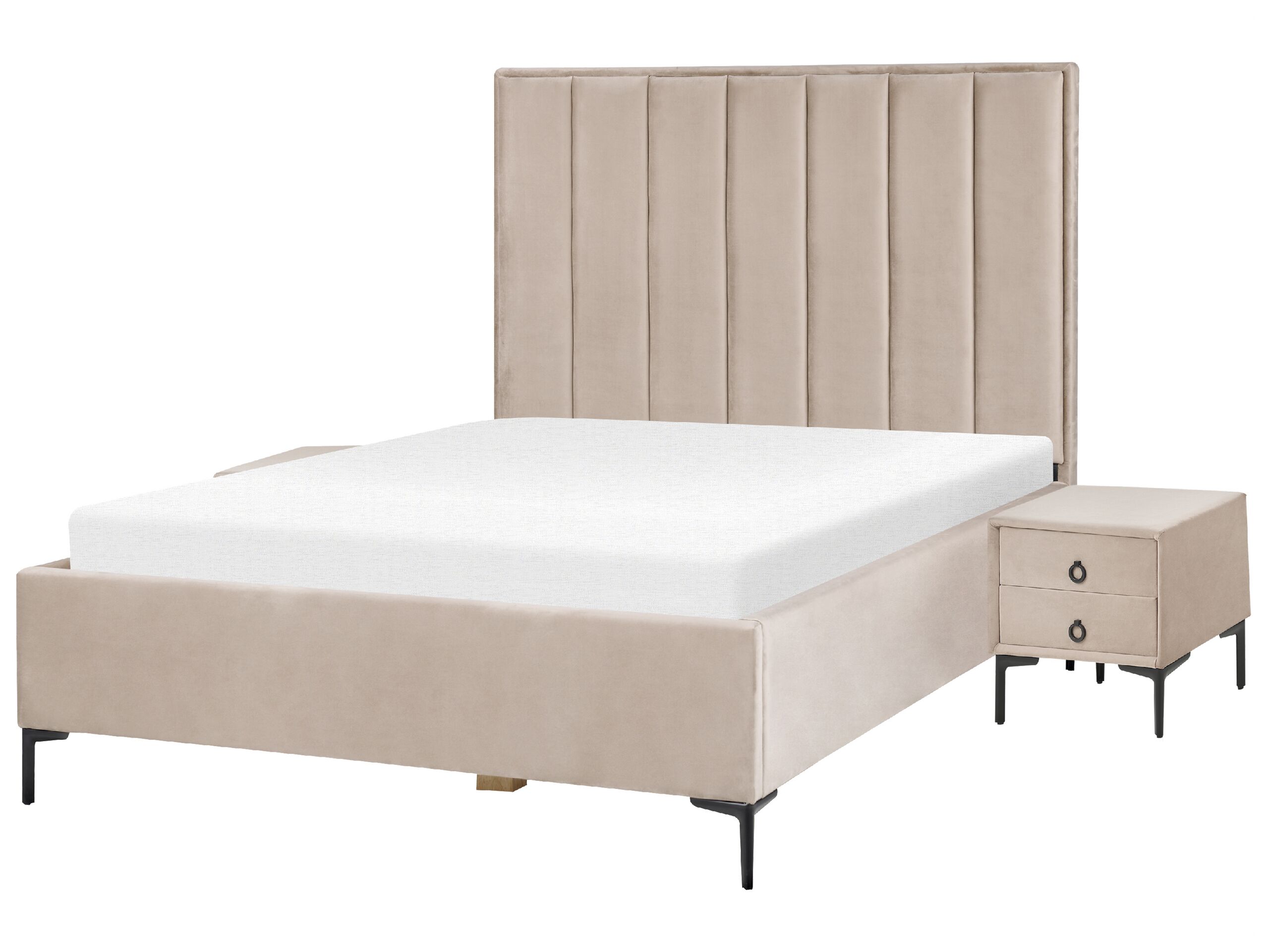3 Piece Bedroom Set Velvet EU Double Size Taupe SEZANNE - Gemini Interiors