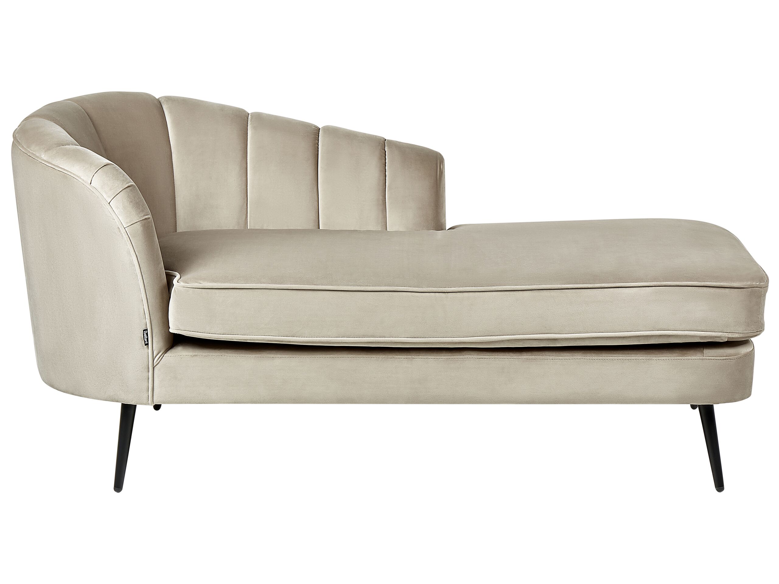 Left Hand Velvet Chaise Lounge Beige ALLIER - Gemini Interiors