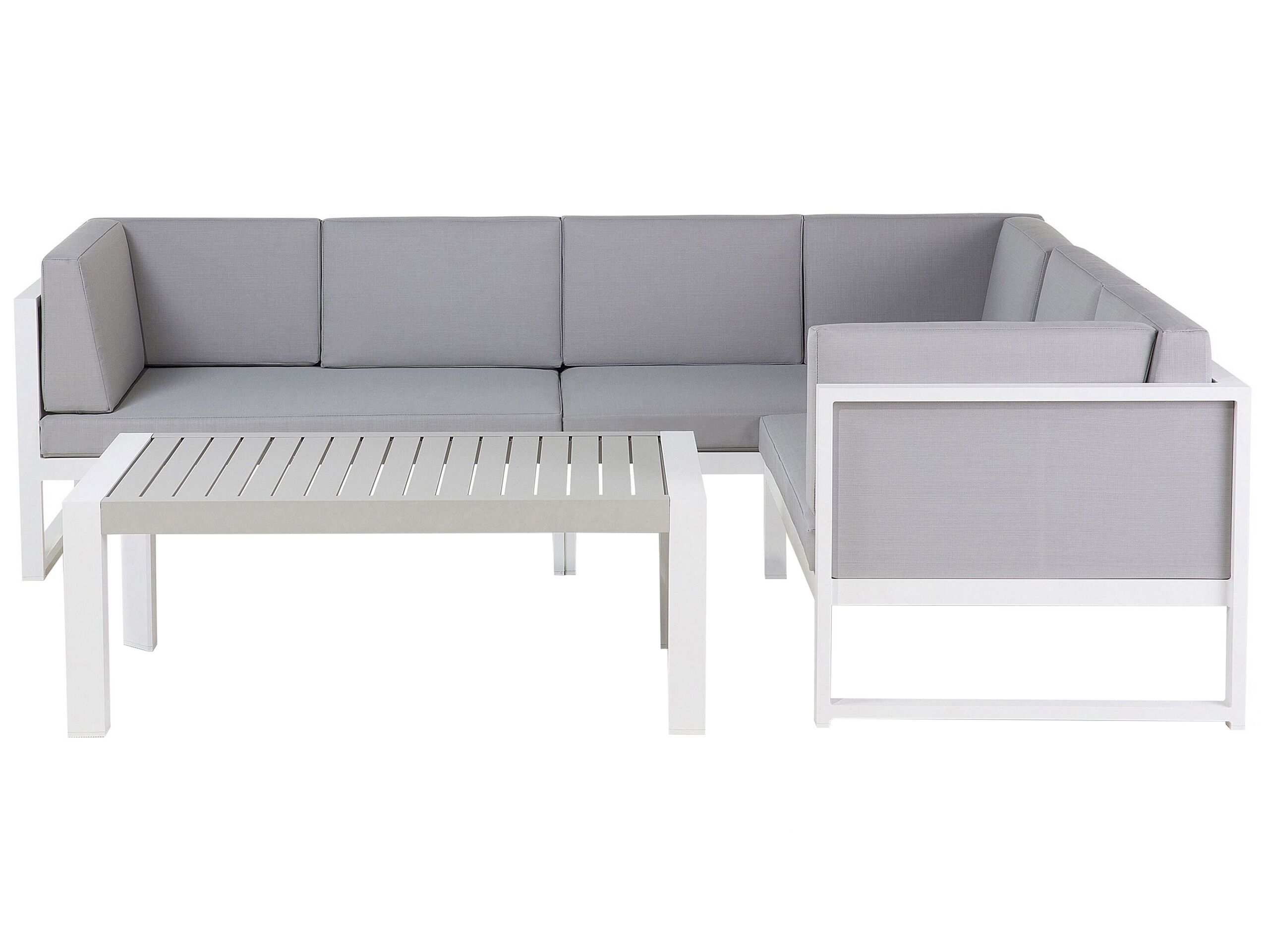 Left Hand 6 Seater Aluminium Garden Corner Sofa Set Grey CASTELLA - Gemini Interiors