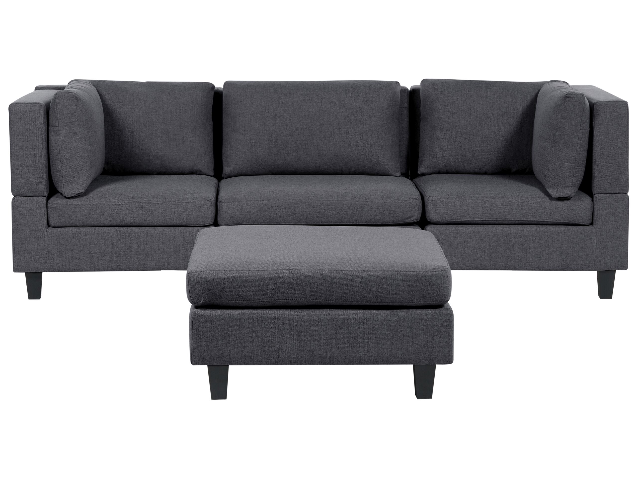 3-Seater Modular Fabric Sofa with Ottoman Dark Grey UNSTAD - Gemini Interiors