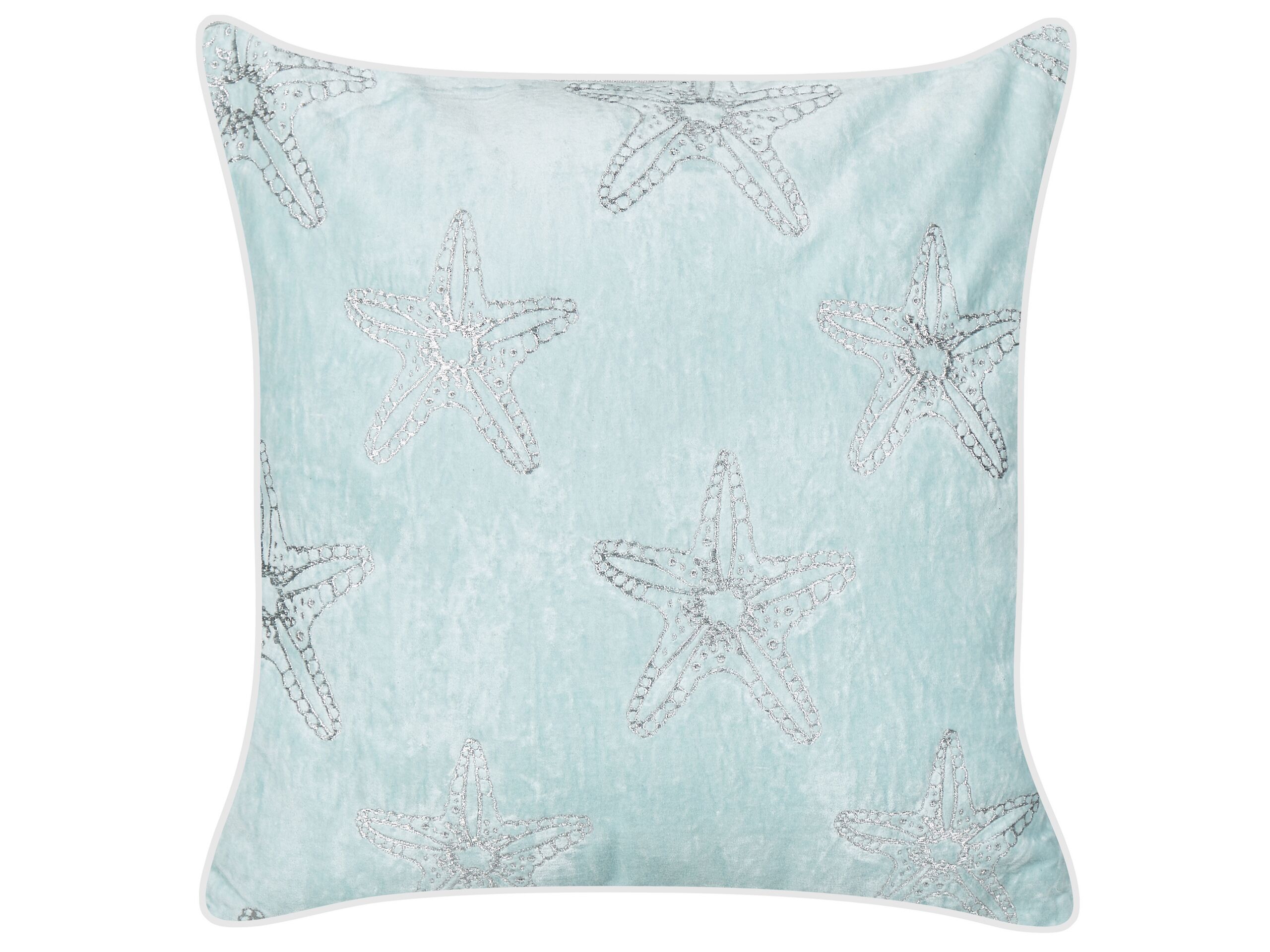 Velvet Cushion Starfish Motif 45x45cm Blue - Gemini Interiors