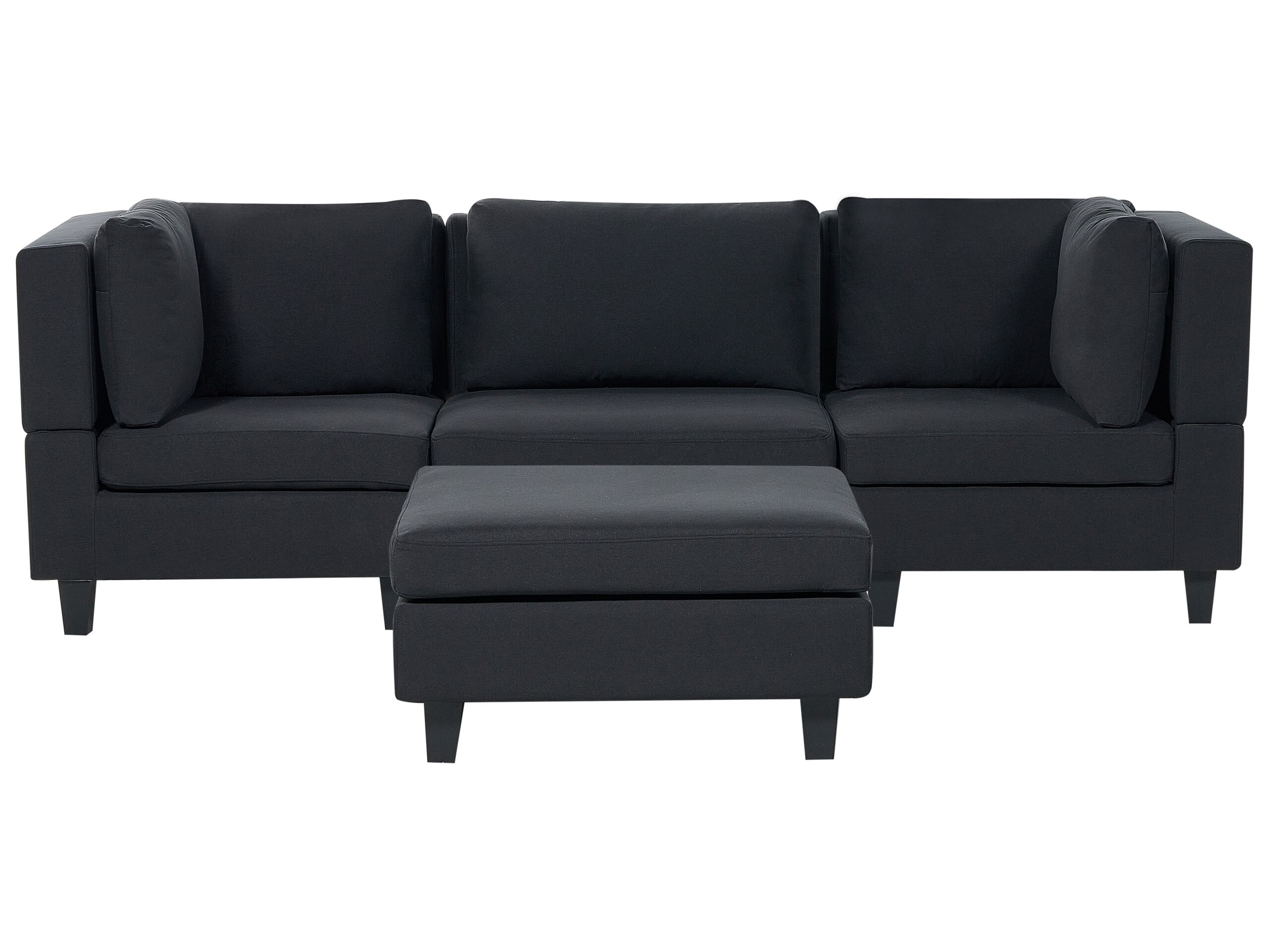 3-Seater Modular Fabric Sofa with Ottoman Black UNSTAD - Gemini Interiors