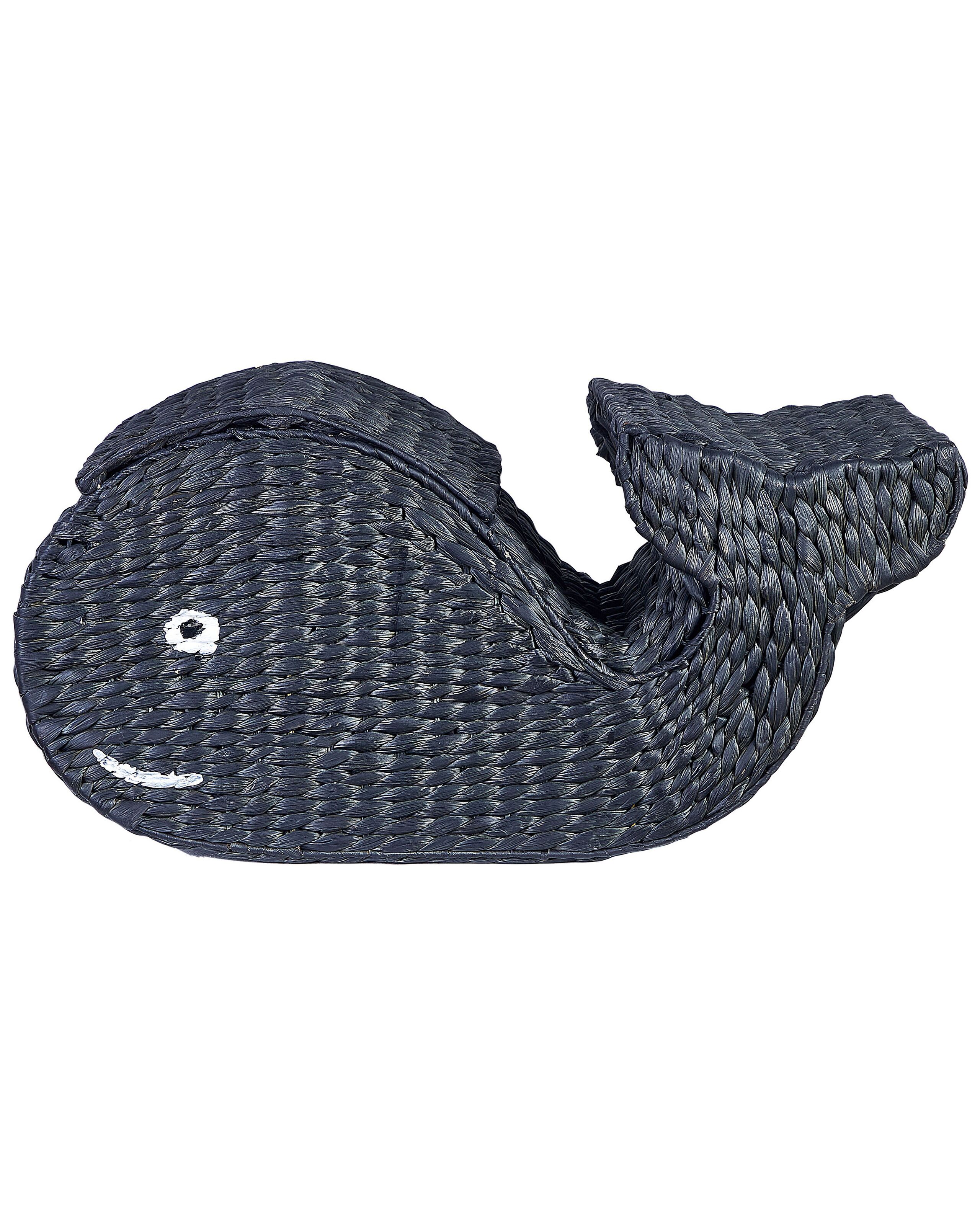 Water Hyacinth Wicker Whale Basket Black - Gemini Interiors