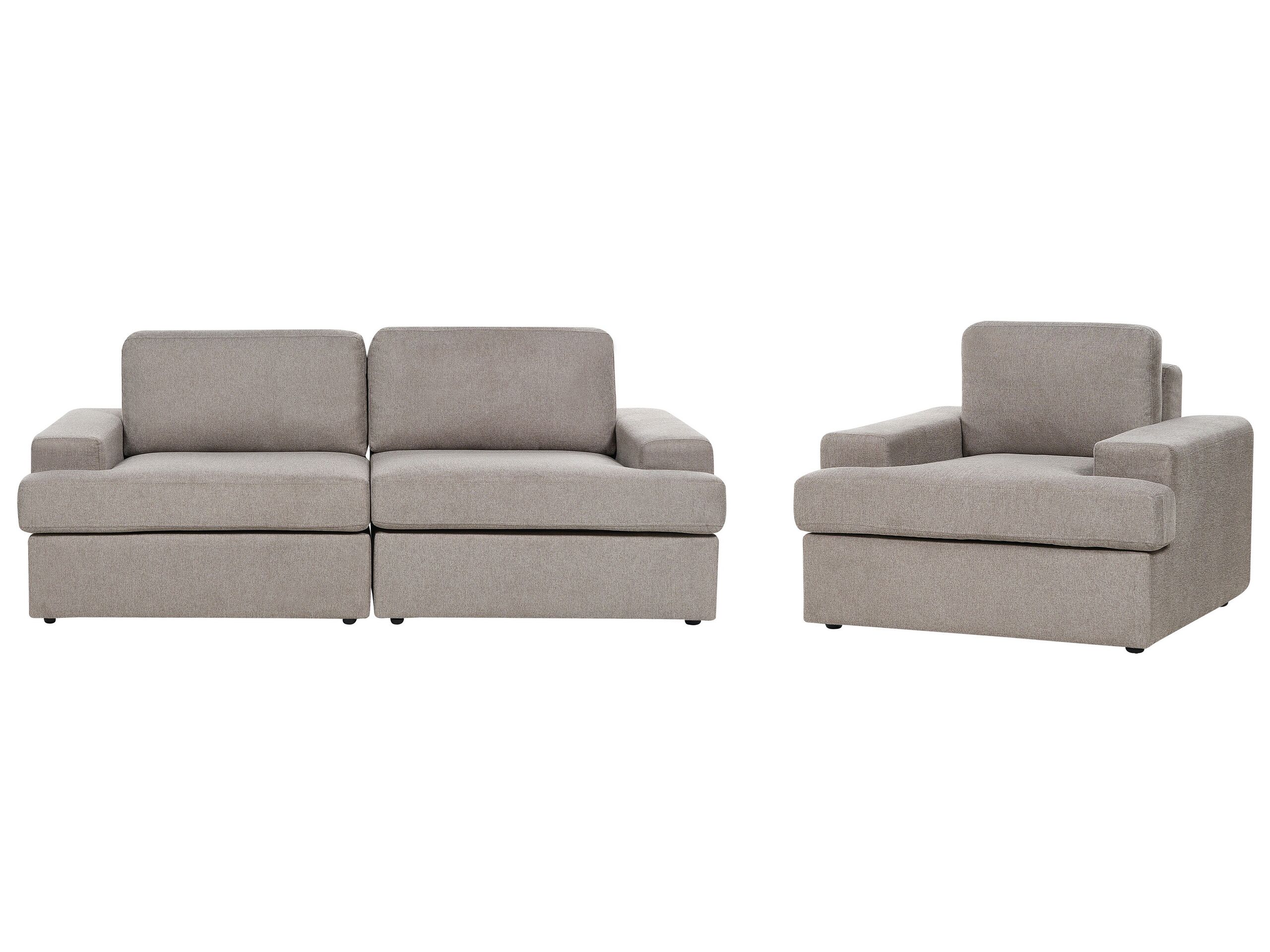 4 Seater Fabric Living Room Set Taupe ALLA - Gemini Interiors