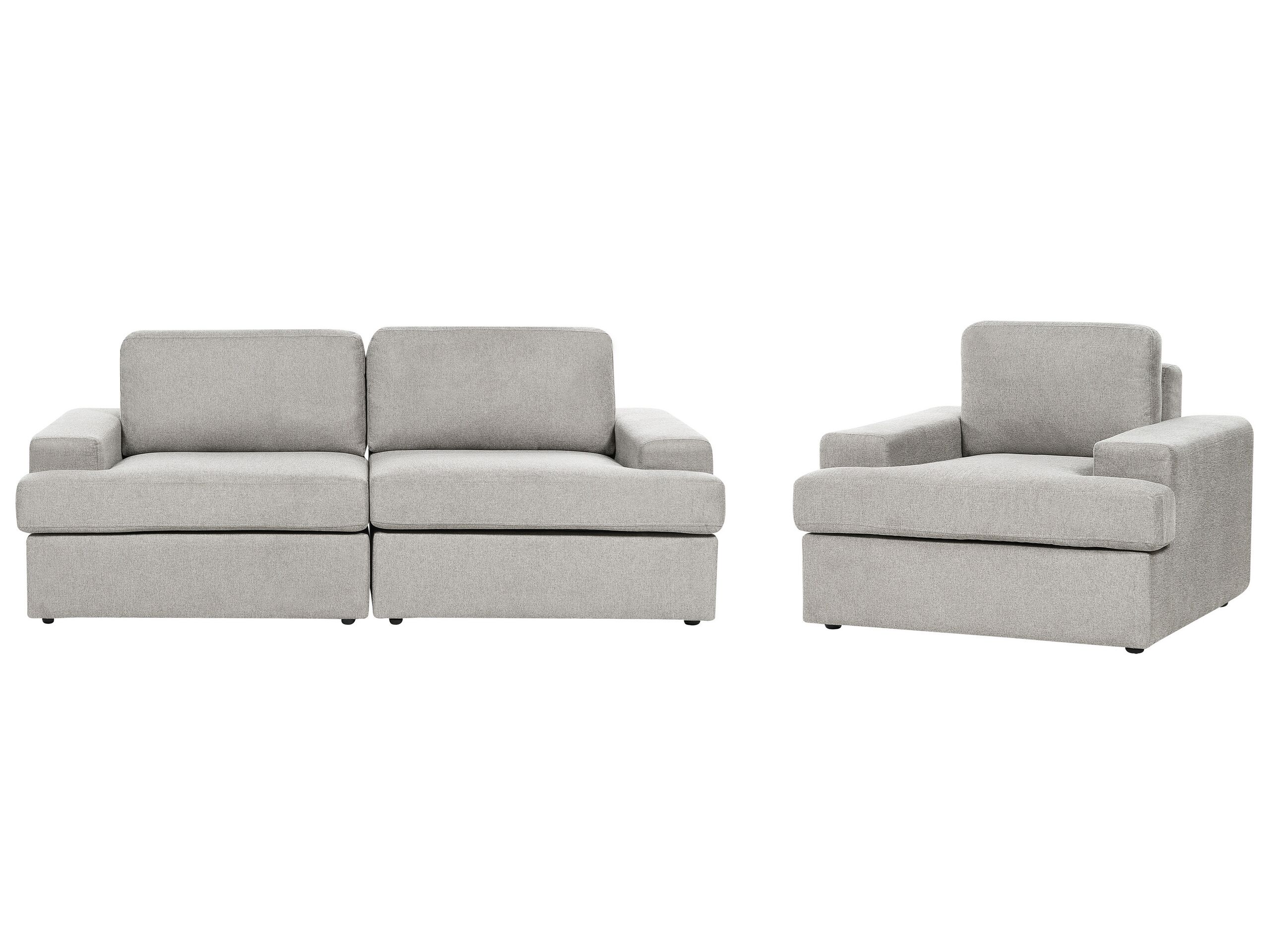 4 Seater Fabric Living Room Set Light Grey ALLA - Gemini Interiors