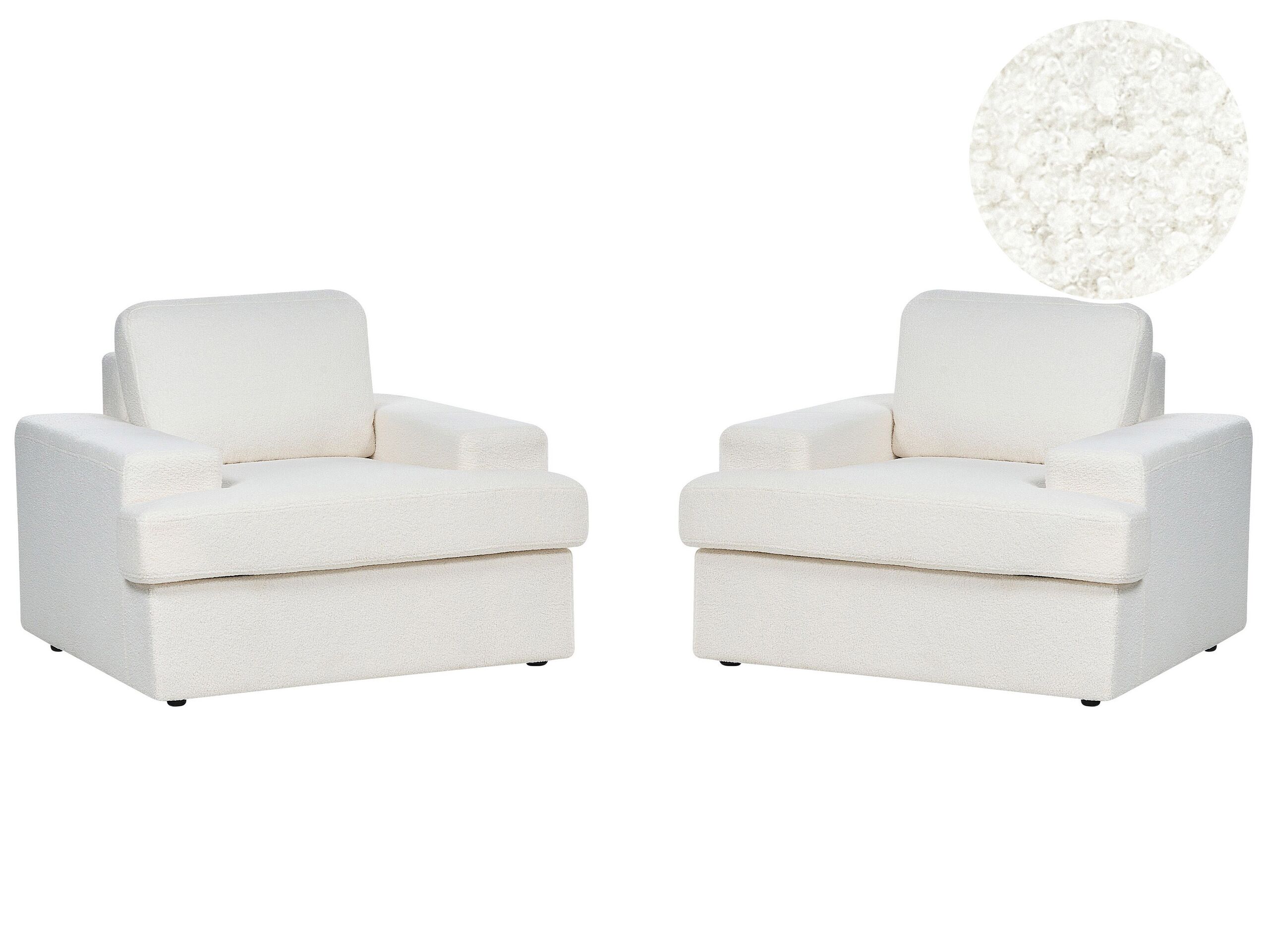 Set of 2 Boucle Armchairs White ALLA - Gemini Interiors