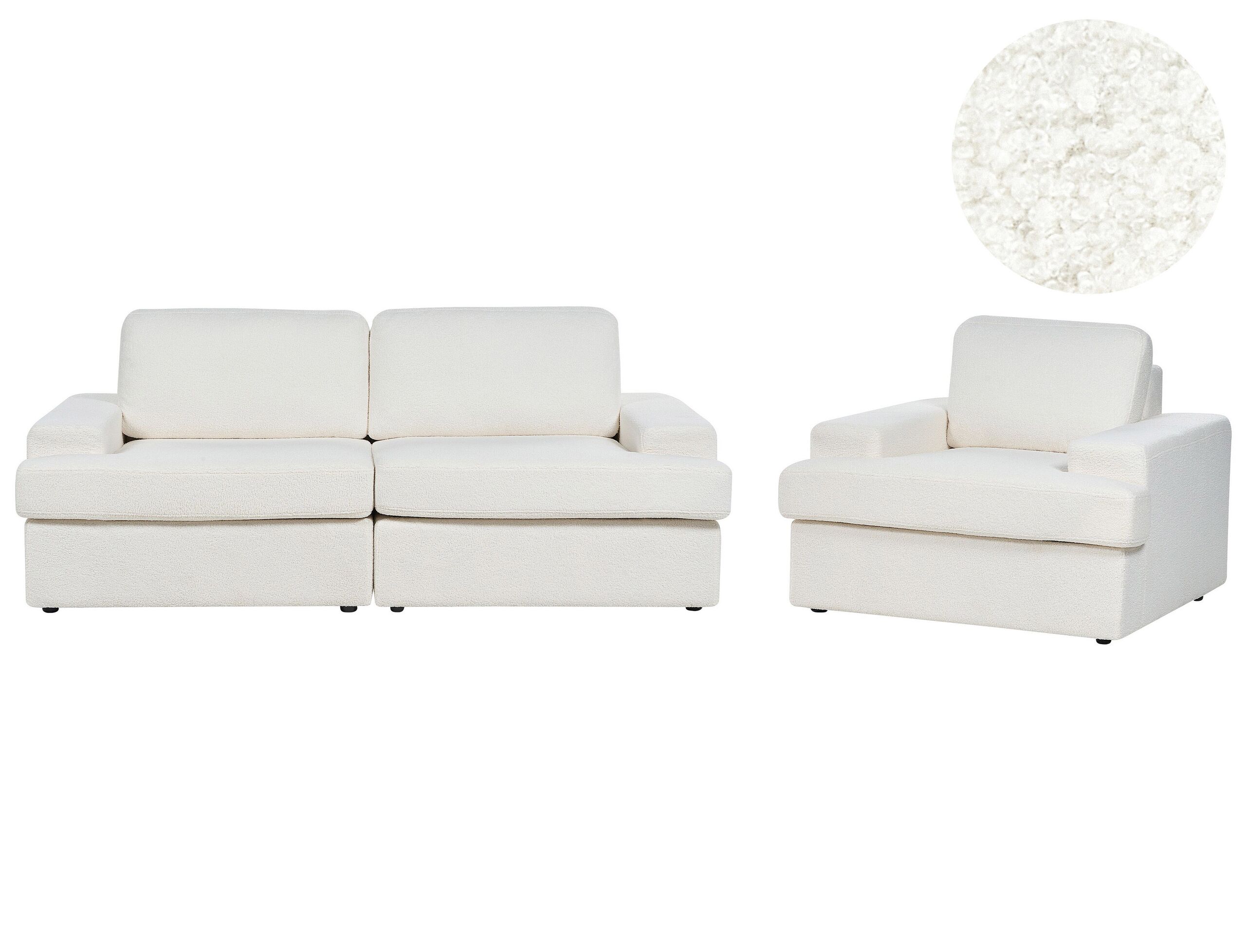 4 Seater Boucle Living Room Set White ALLA - Gemini Interiors