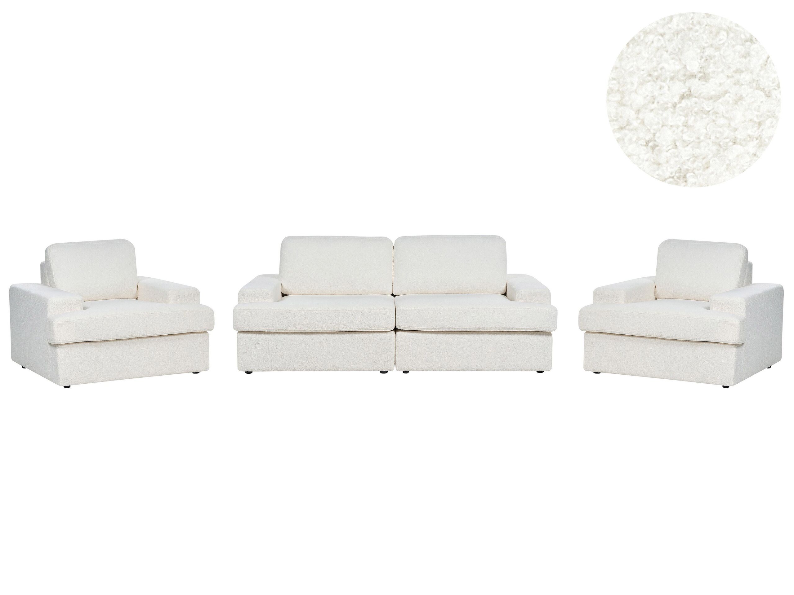 5 Seater Boucle Living Room Set White ALLA - Gemini Interiors