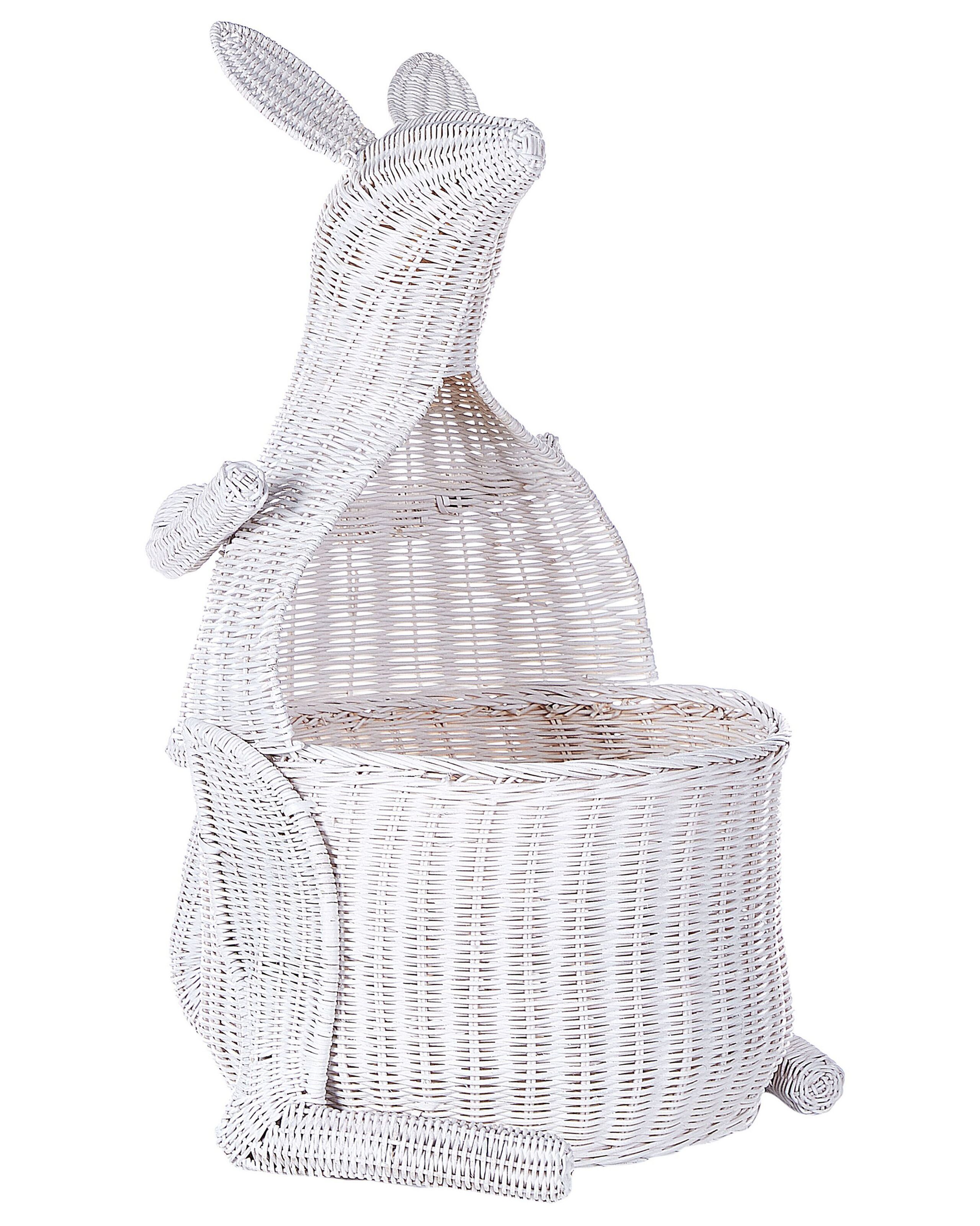 Rattan Kangaroo Basket White - Gemini Interiors
