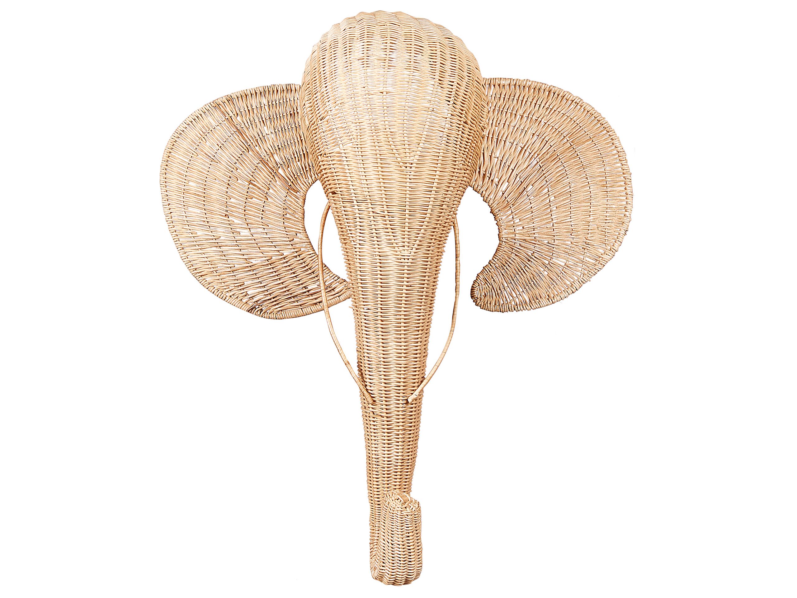 Rattan Animal Head Wall DÃ cor Elephant Light GRUNEY - Gemini Interiors