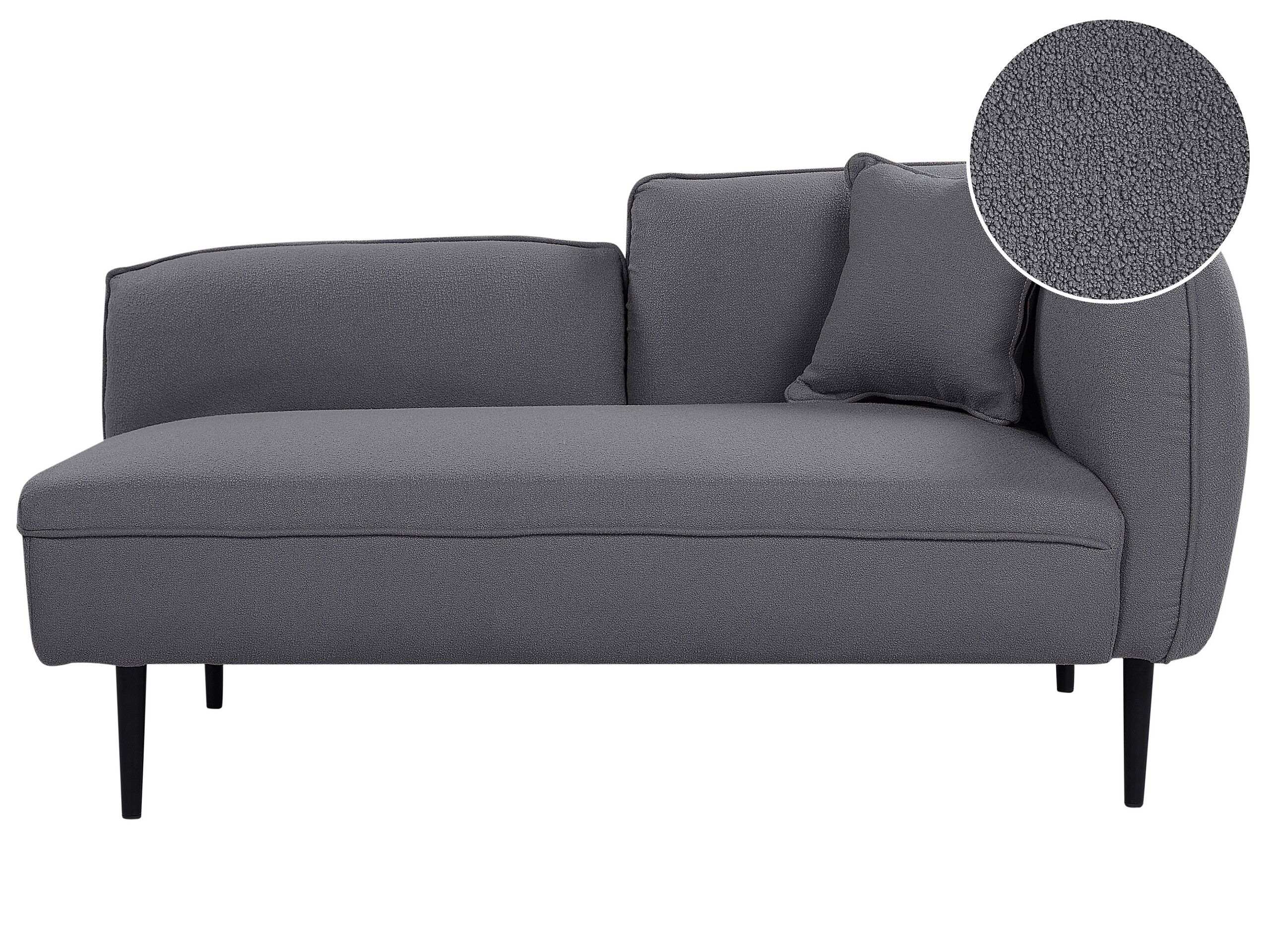 Right Hand Boucle Chaise Lounge Dark Grey CHEVANNES - Gemini Interiors