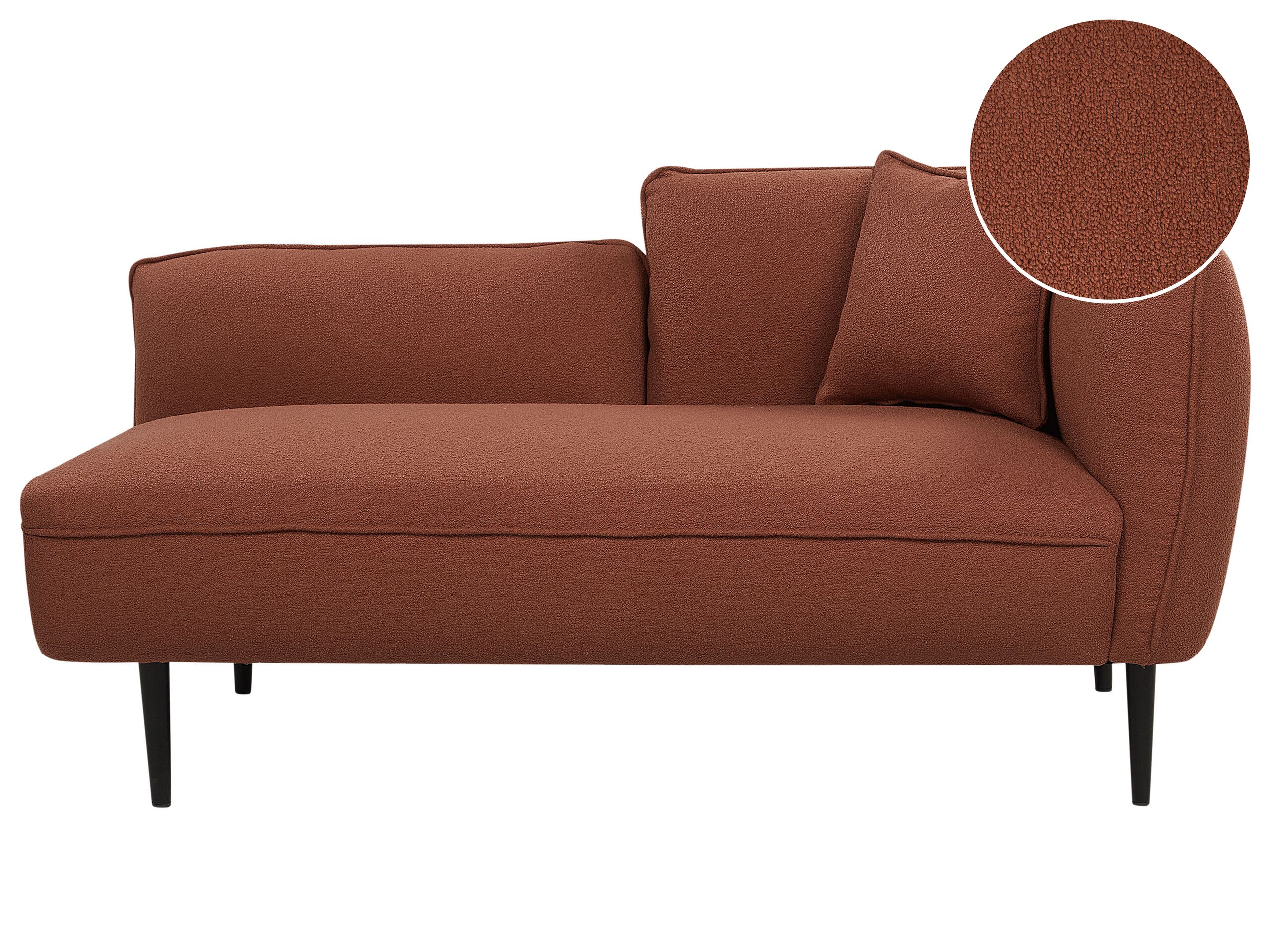 Right Hand Boucle Chaise Lounge Dark Red CHEVANNES - Gemini Interiors