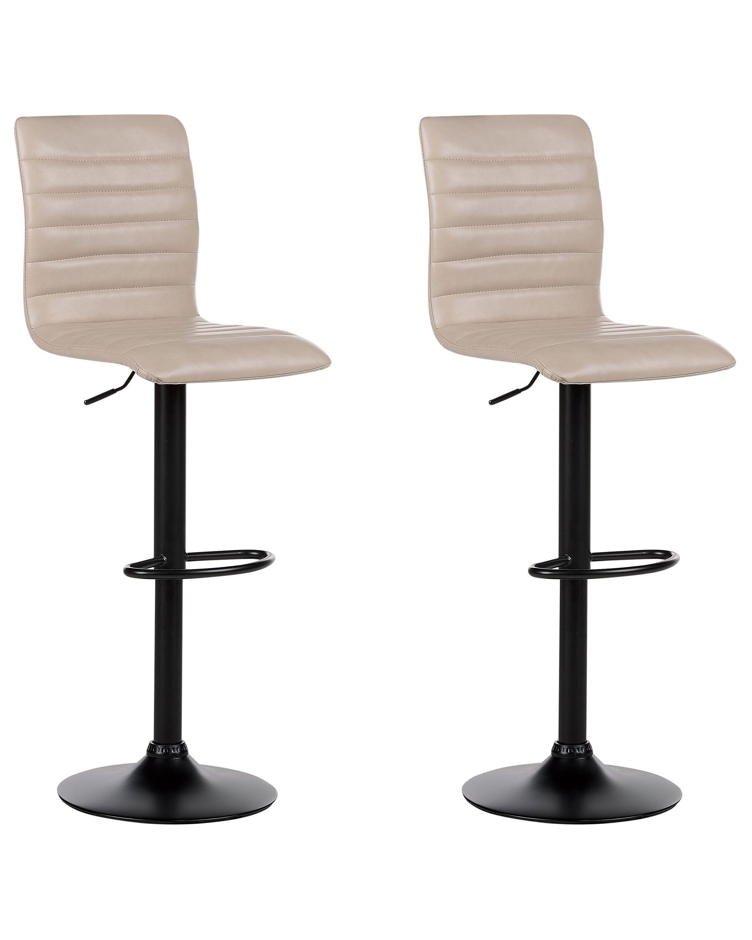 Set of 2 Bar Stools Faux Leather Light Beige LUCERNE II - Gemini Interiors
