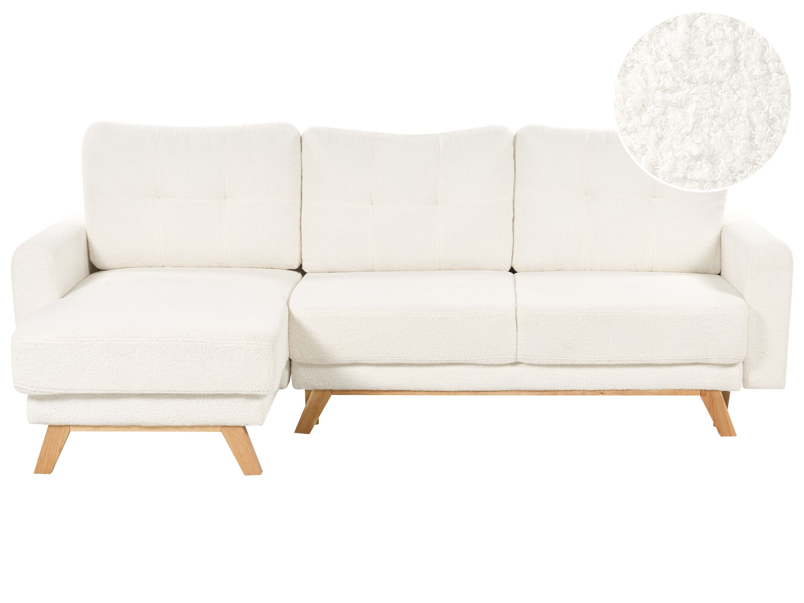 Right Hand Boucle Corner Sofa White SIRO - Gemini Interiors